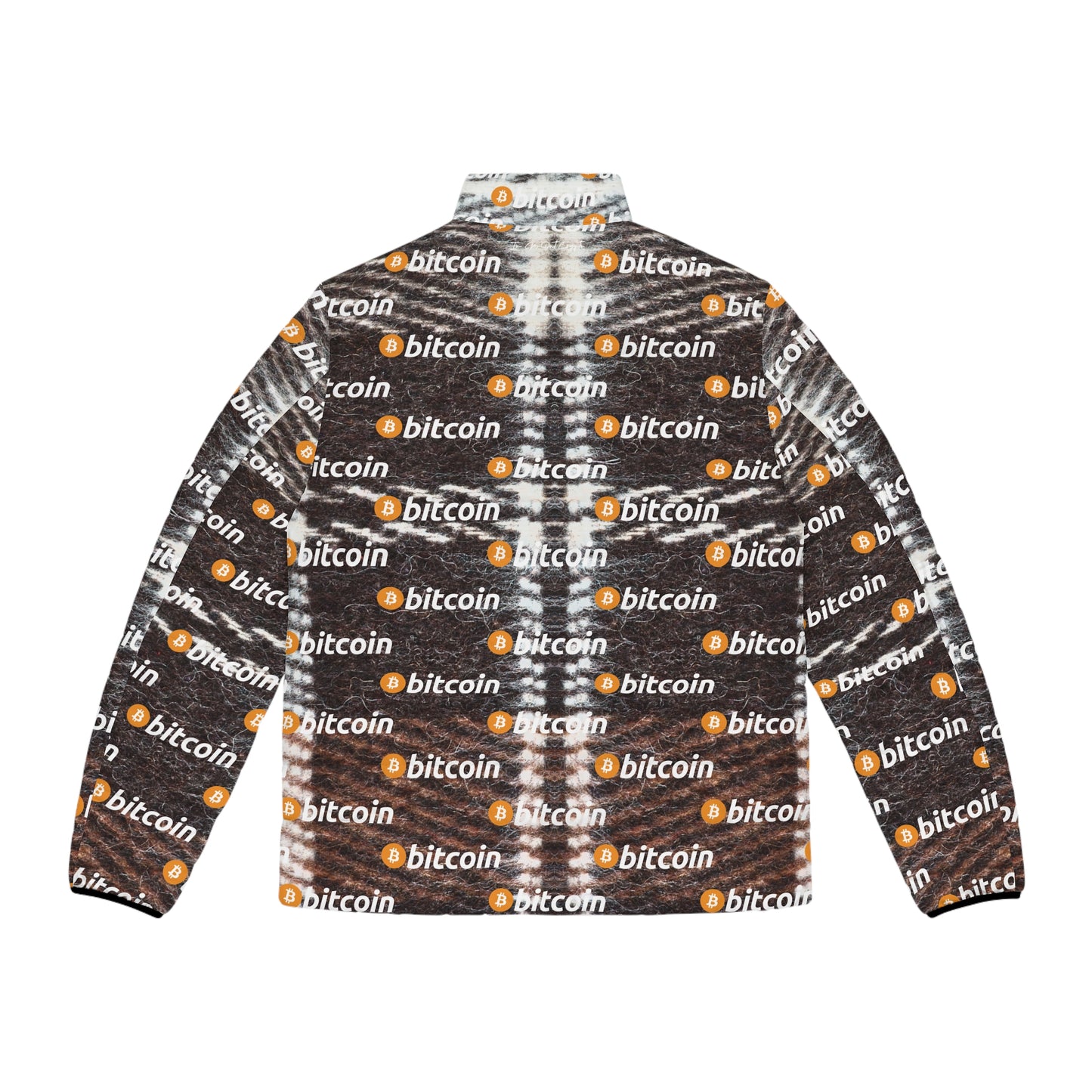 Bitcoin Plaid Puffer Jacket Printify