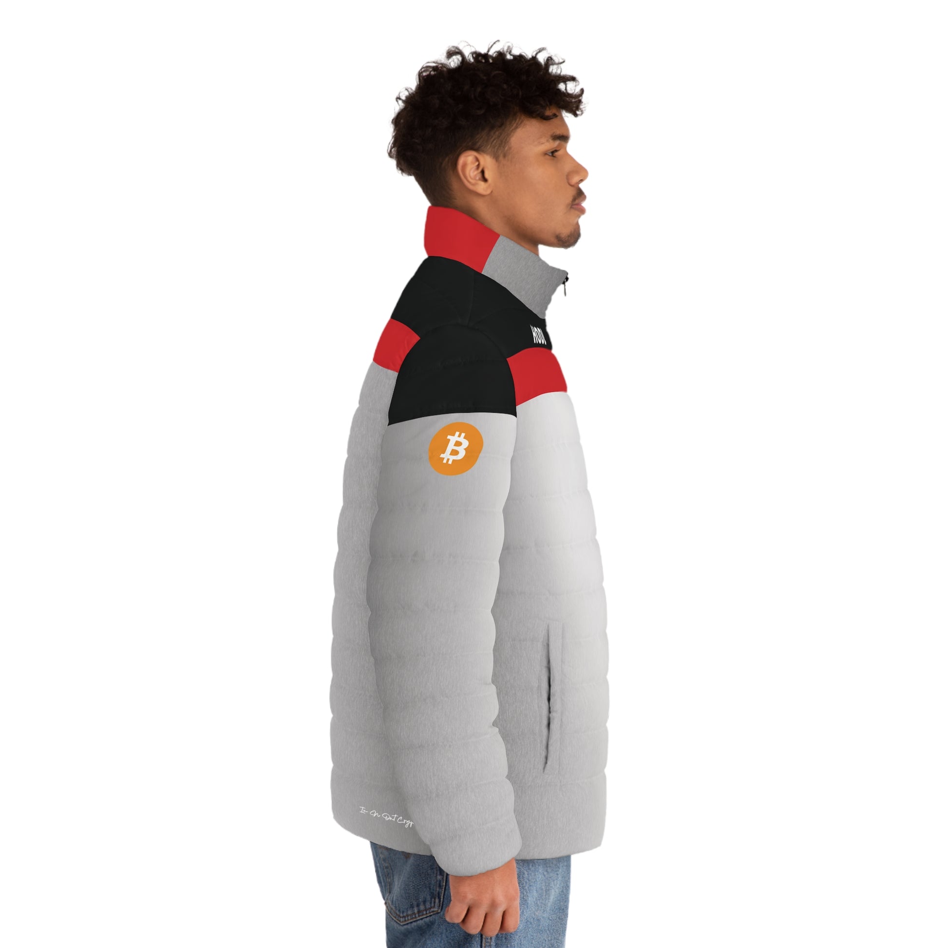 Bitcoin Racing Puffer Jacket Printify