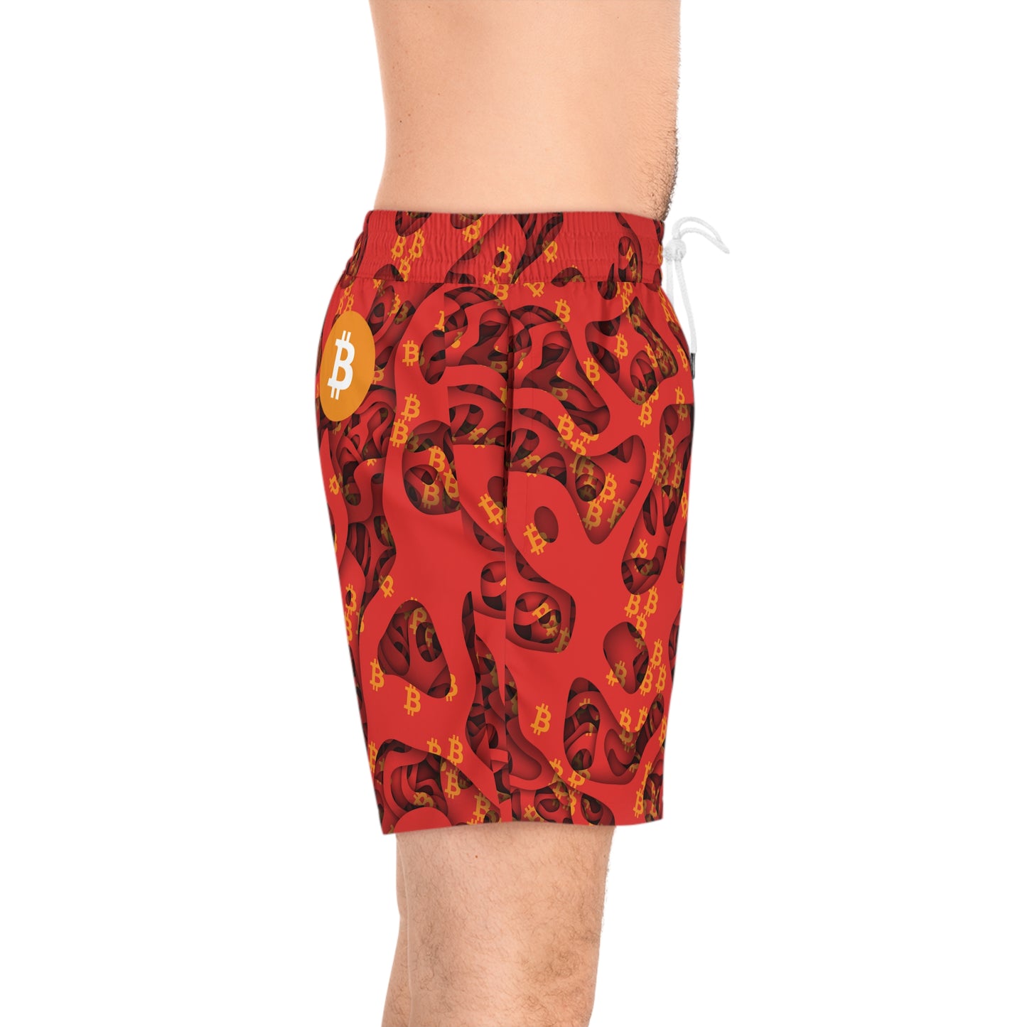 Bitcoin Abstract Red Swim Trunk In N Out Crypto