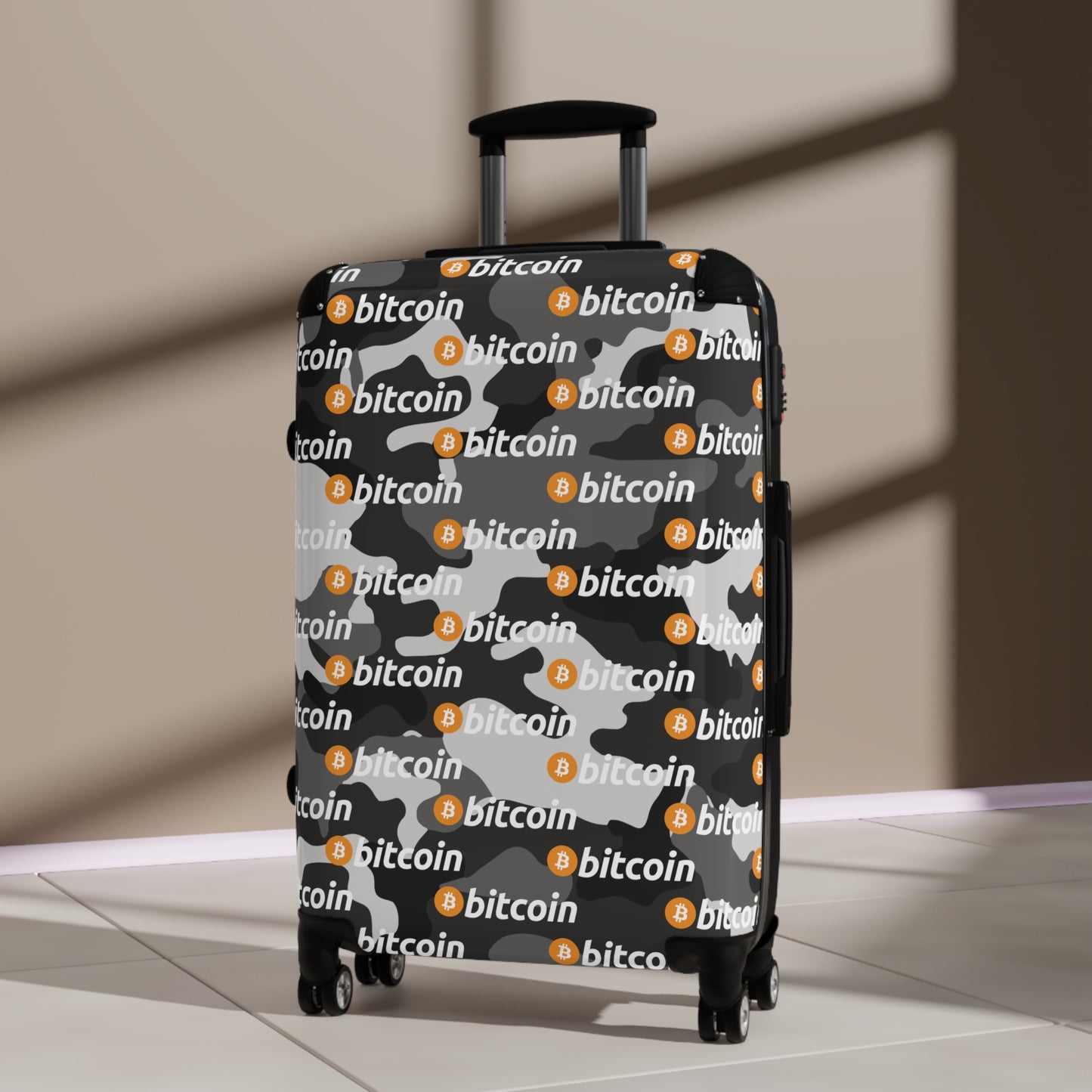 Bitcoin Urban Camo Suitcase Printify