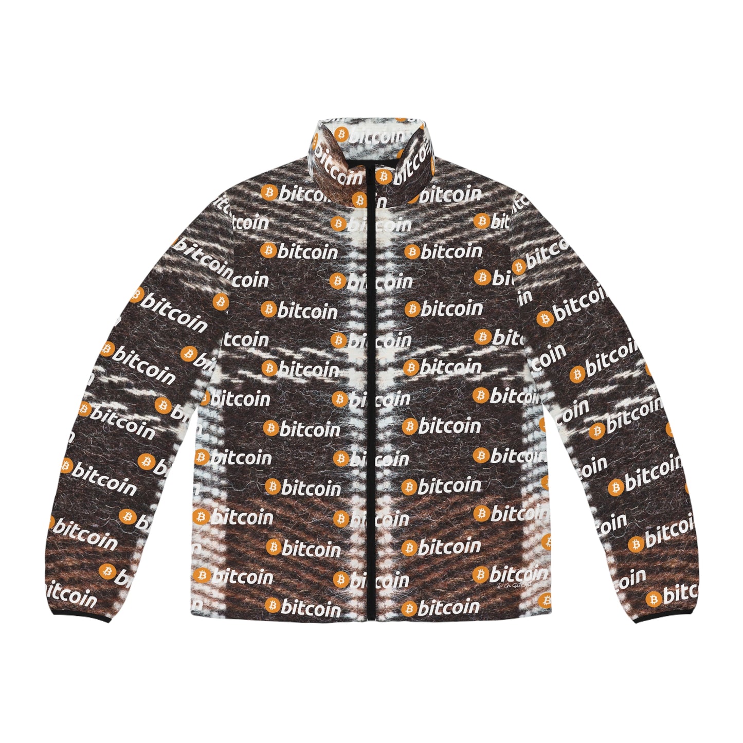 Bitcoin Plaid Puffer Jacket Printify