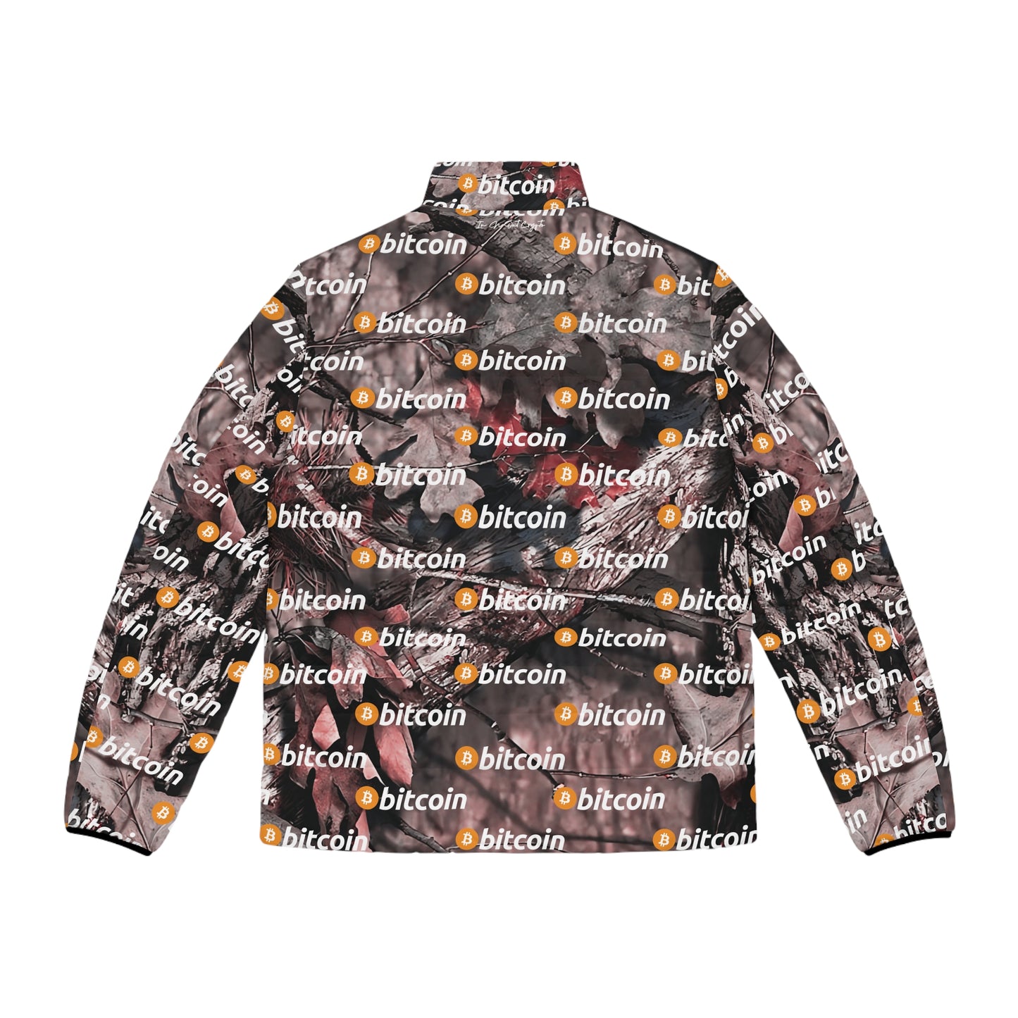 Bitcoin Hunter Camo Puffer Jacket Printify