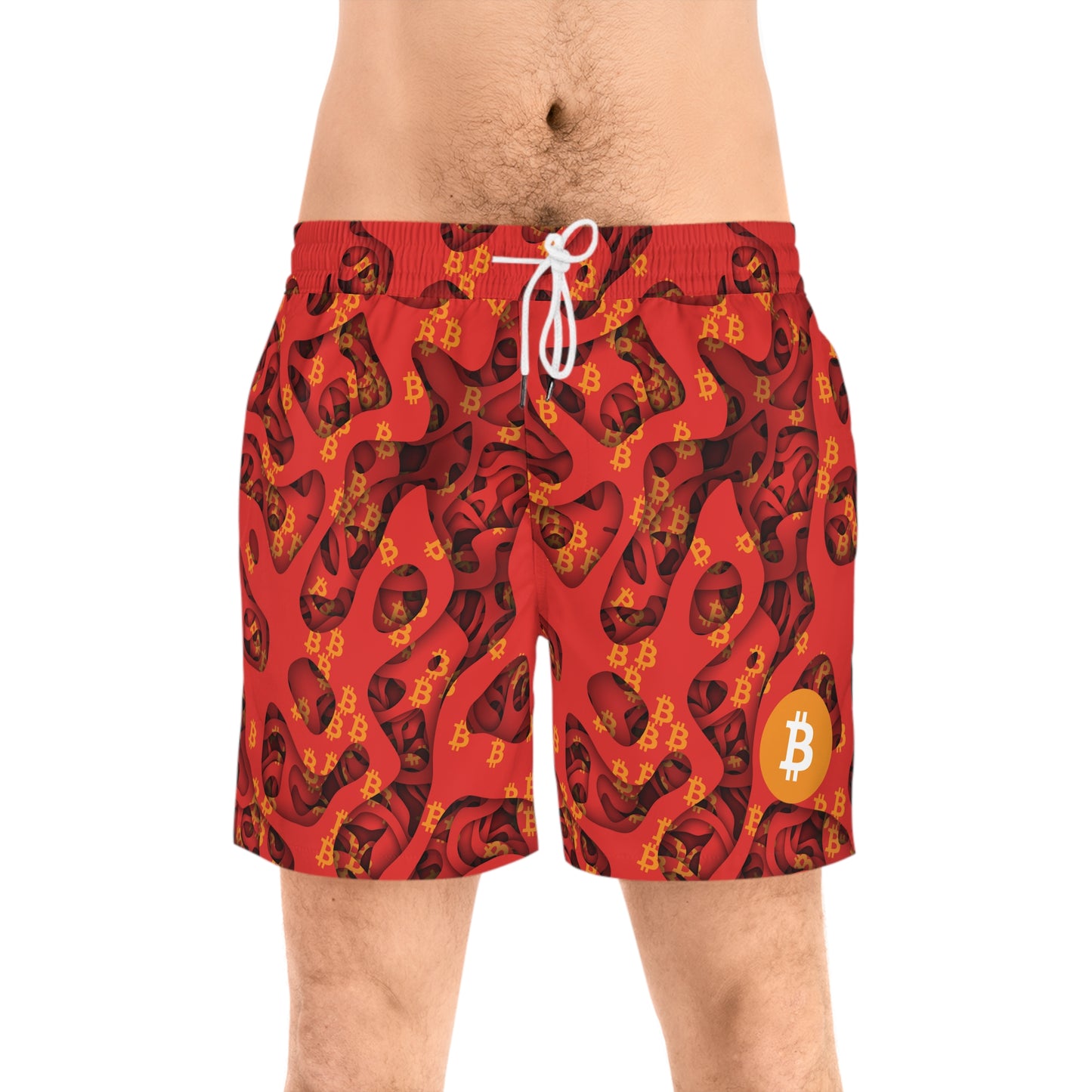 Bitcoin Abstract Red Swim Trunk In N Out Crypto