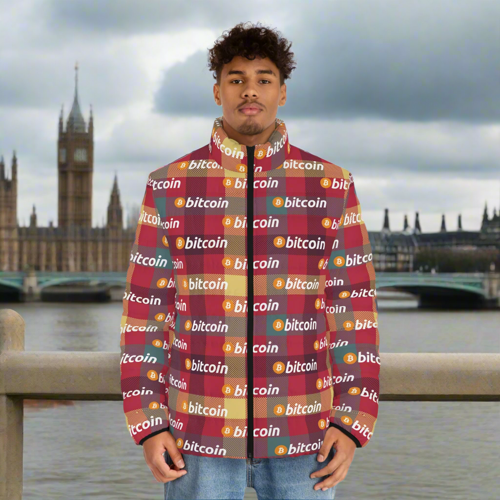 Bitcoin Tartan London Puffer Jacket InNOutCrypto