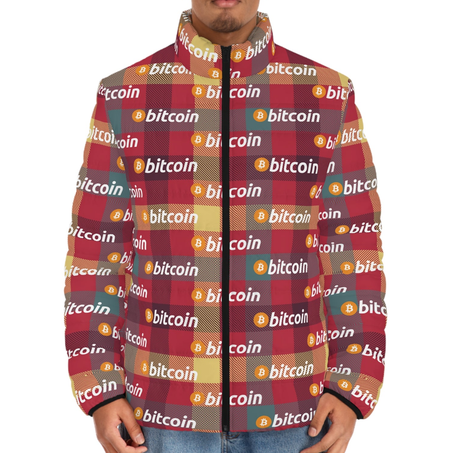 Bitcoin Tartan London Puffer Jacket InNOutCrypto