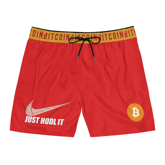 Bitcoin Just Hodl It Red Swim Trunk