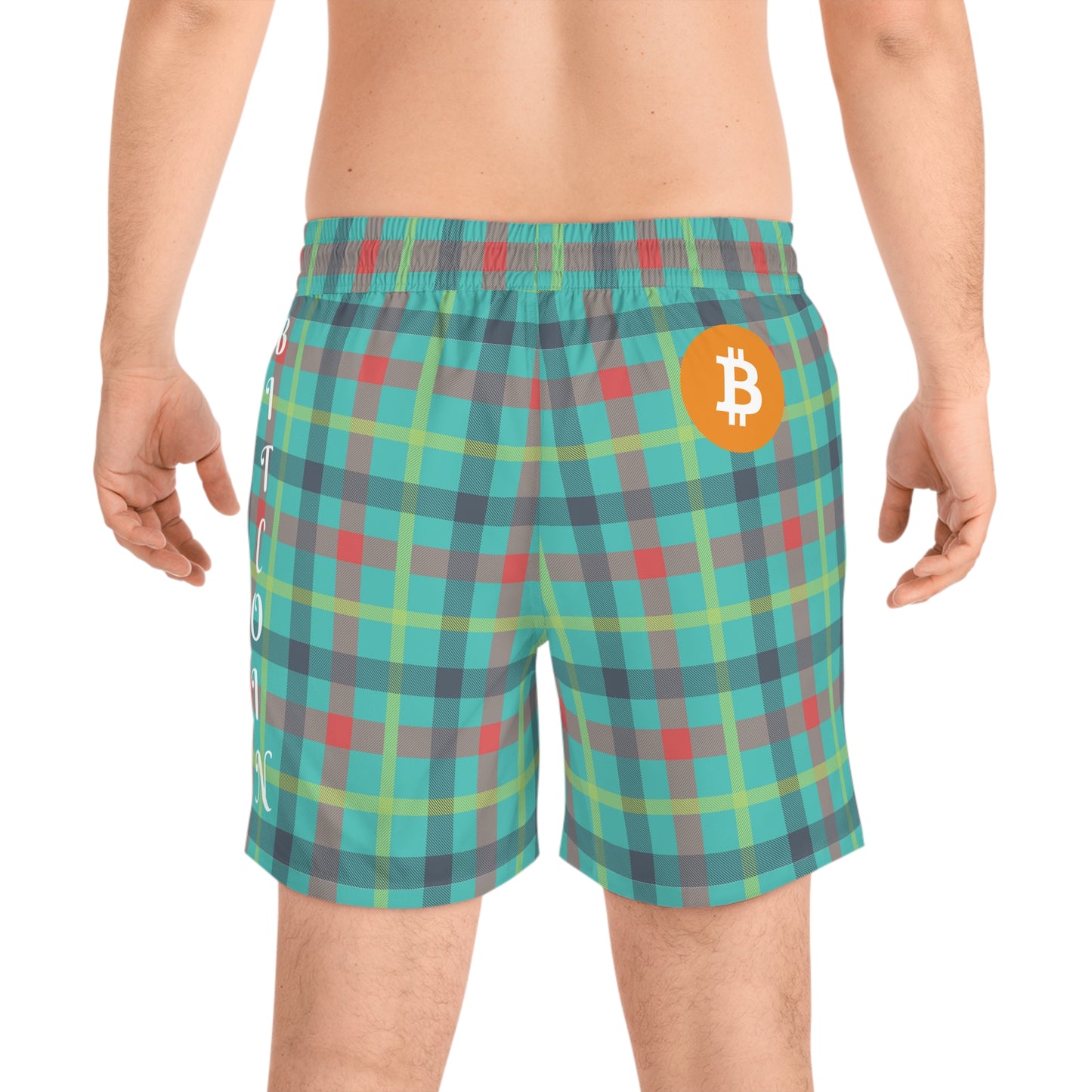 Bitcoin Tartan Ocean Swim Trunk In N Out Crypto