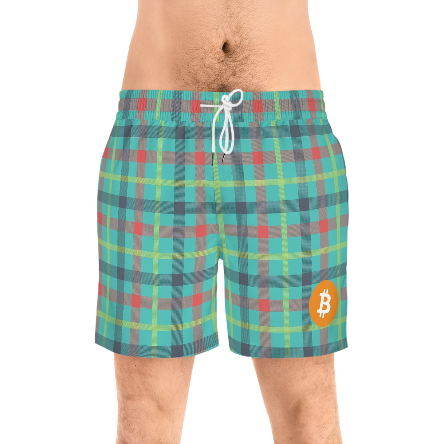 Bitcoin Tartan Ocean Swim Trunk In N Out Crypto