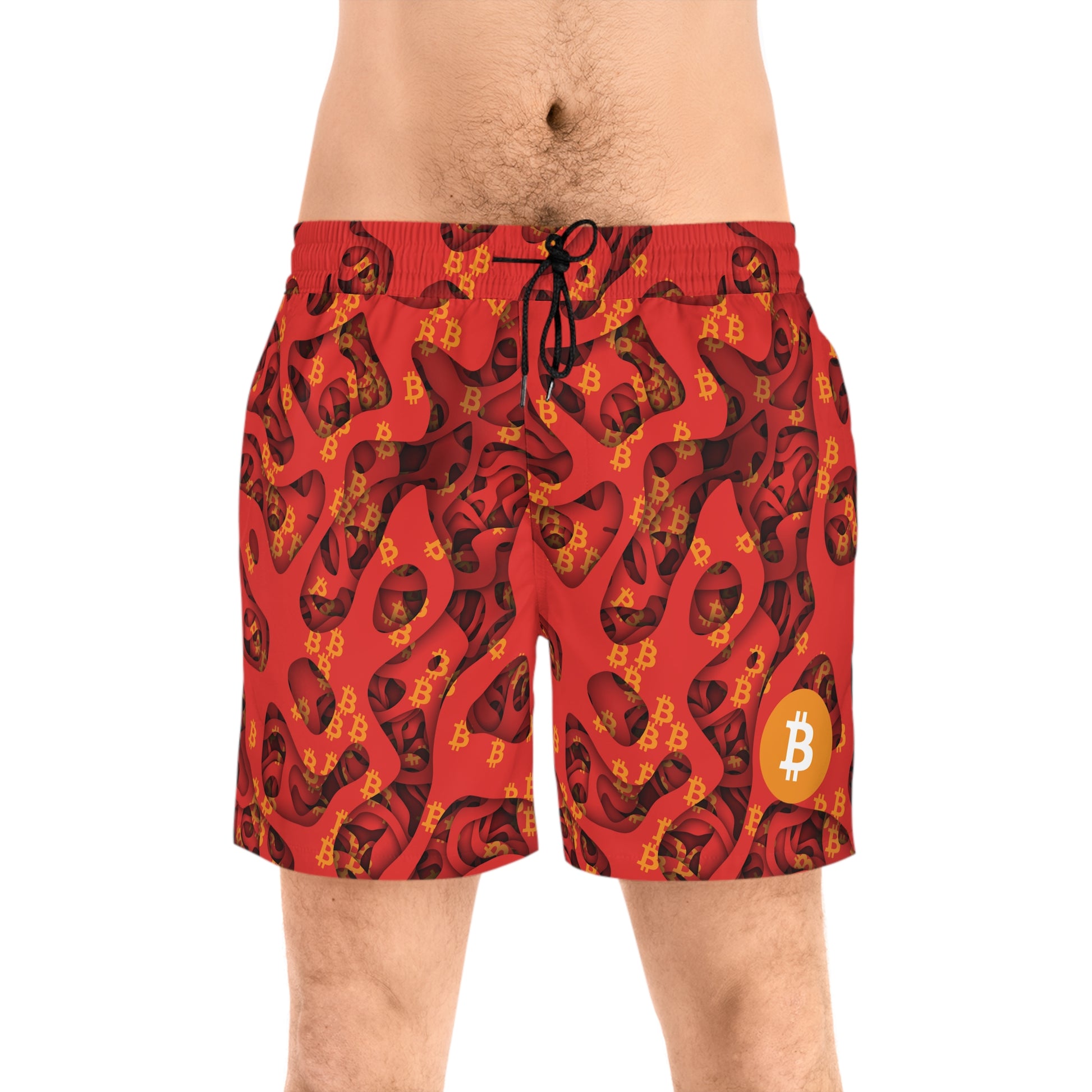 Bitcoin Abstract Red Swim Trunk In N Out Crypto