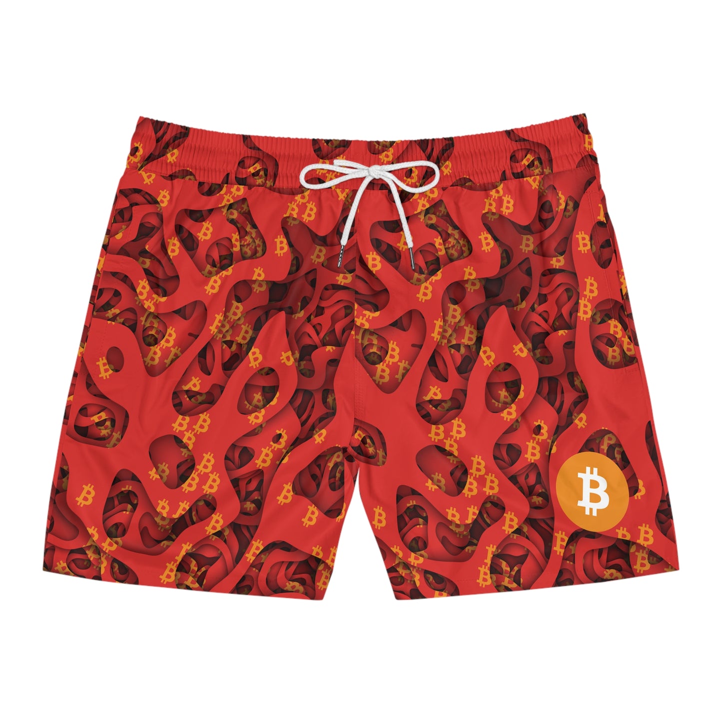 Bitcoin Abstract Red Swim Trunk In N Out Crypto