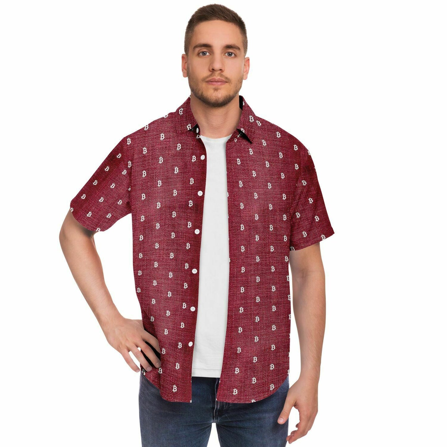 Bitcoin Jeans Red Shirt