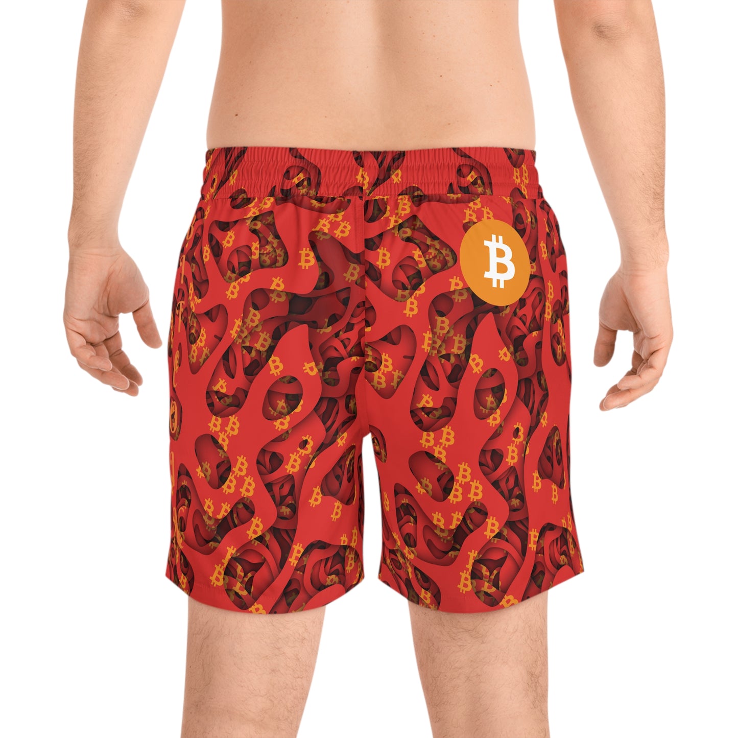 Bitcoin Abstract Red Swim Trunk In N Out Crypto