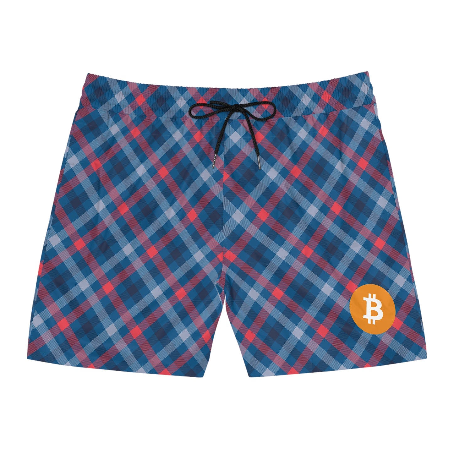 Bitcoin Tartan Blue Swim Trunk In N Out Crypto