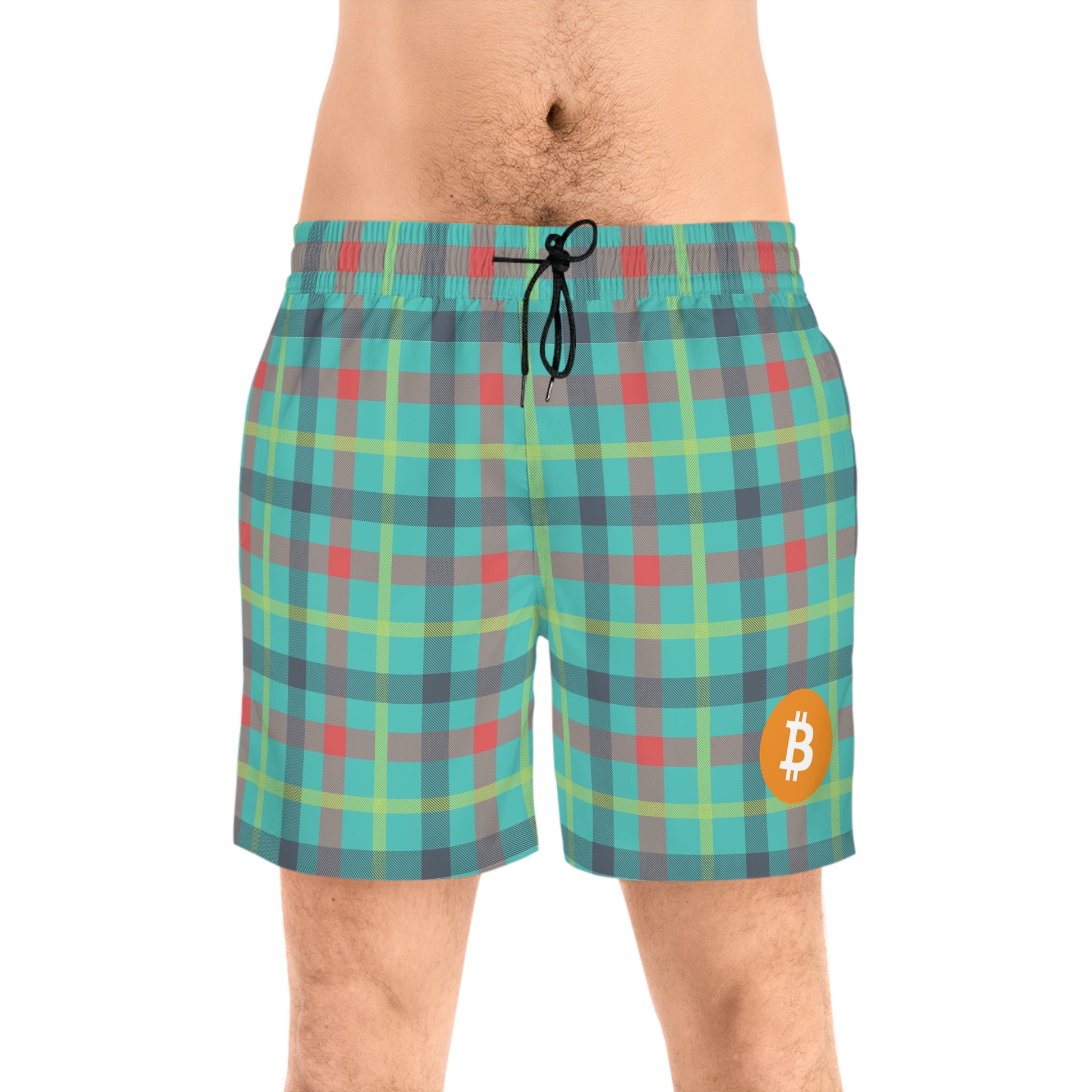 Bitcoin Tartan Ocean Swim Trunk In N Out Crypto