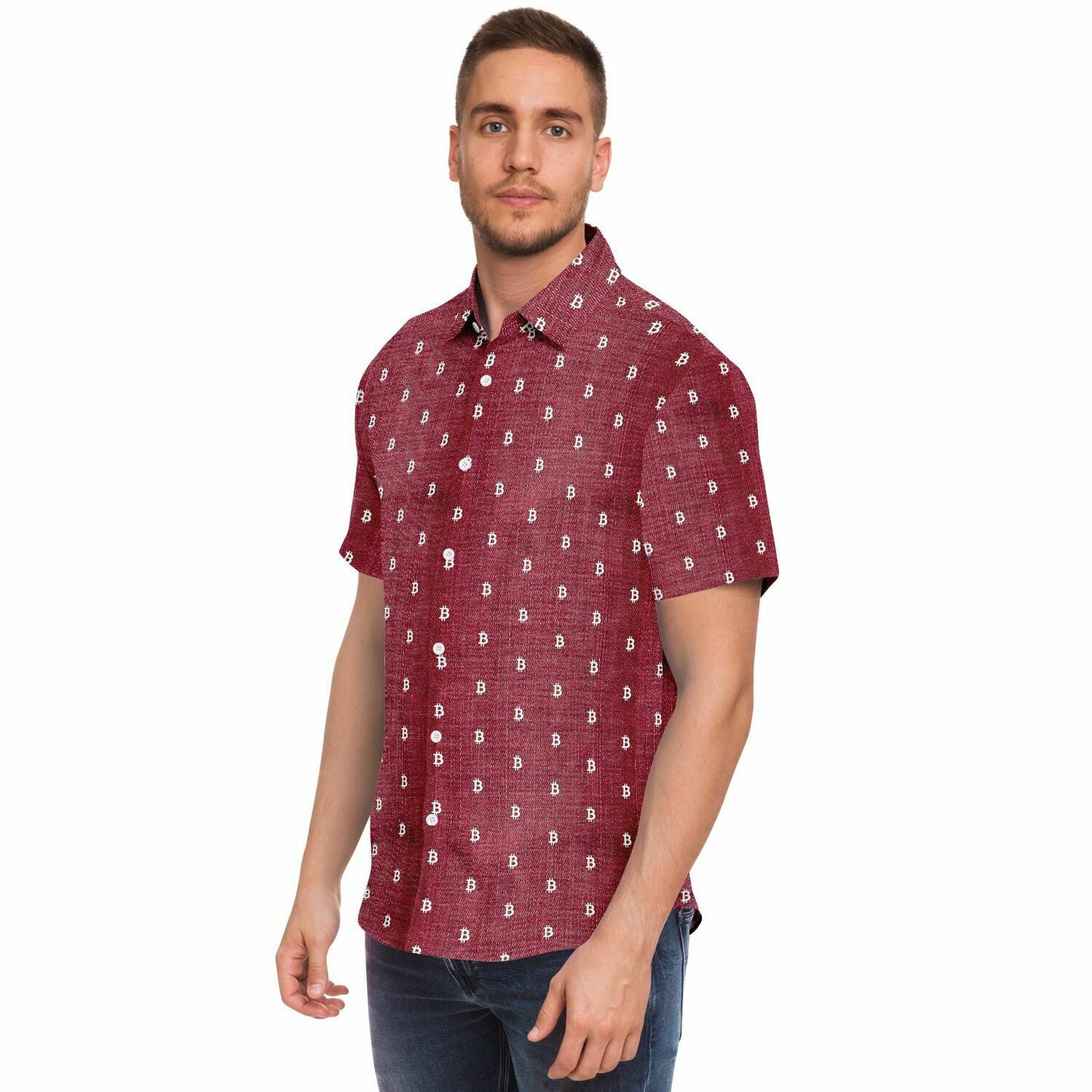 Bitcoin Jeans Red Shirt