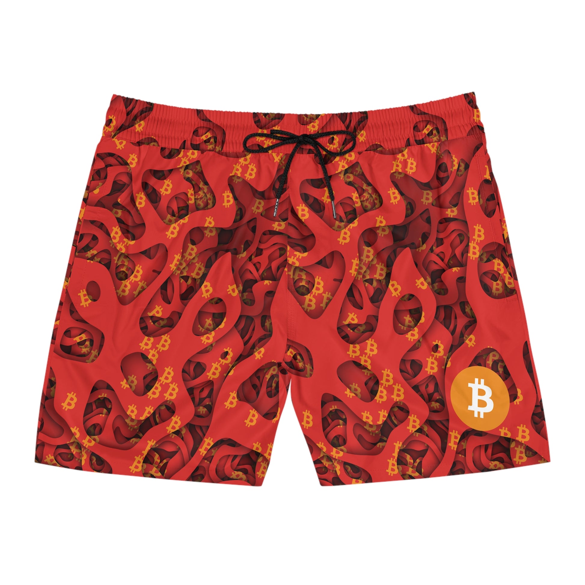 Bitcoin Abstract Red Swim Trunk In N Out Crypto