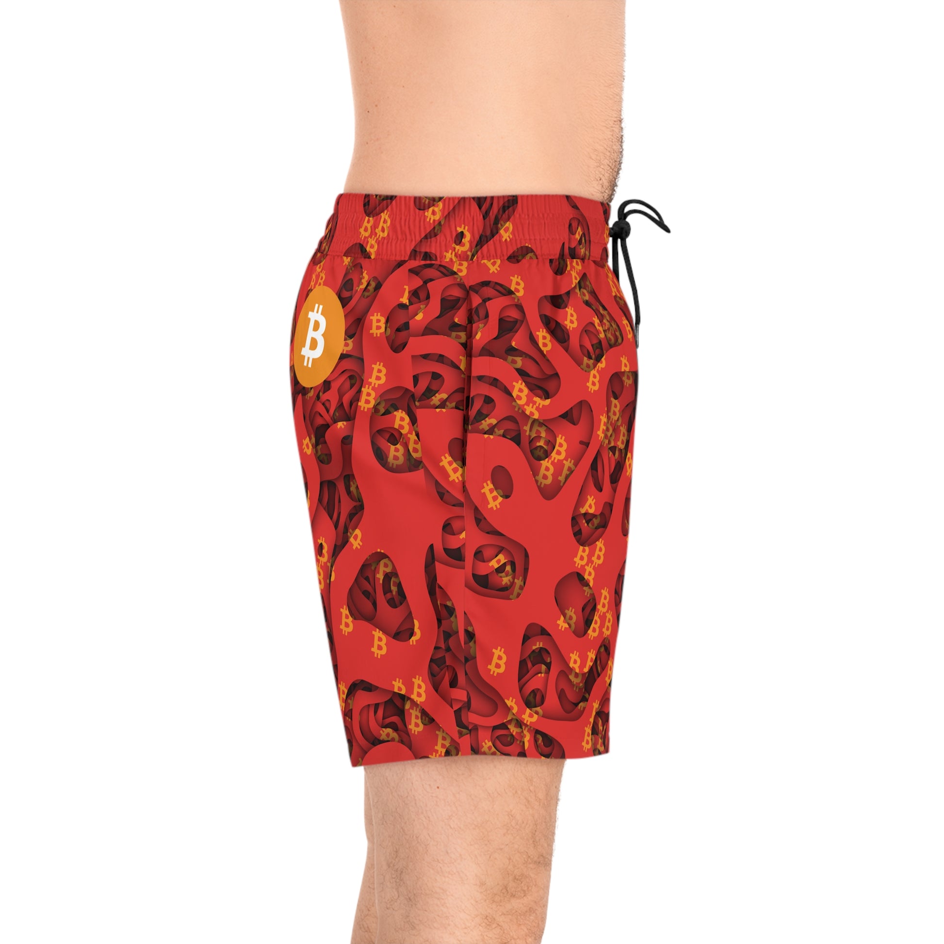 Bitcoin Abstract Red Swim Trunk In N Out Crypto