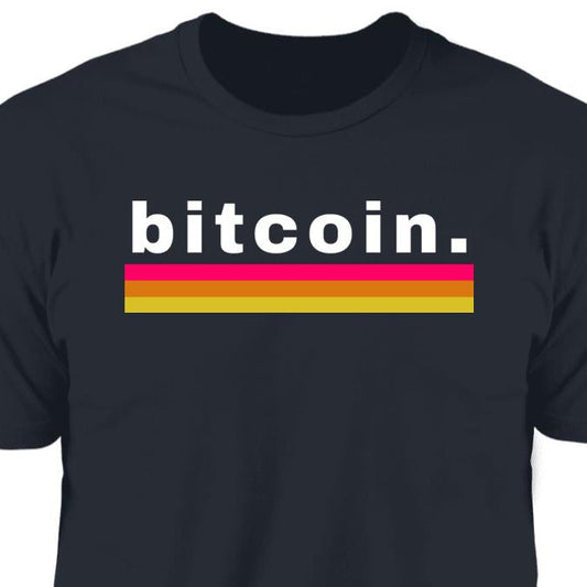 The Bitcoin Awesome T-shirt has a simple design that evoques vintage times 