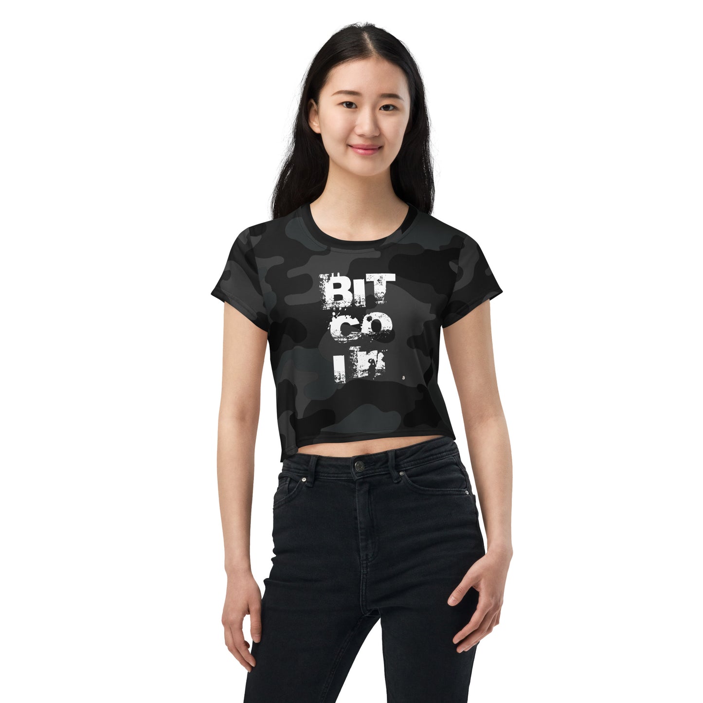 Bitcoin Camo Crop T-Shirt