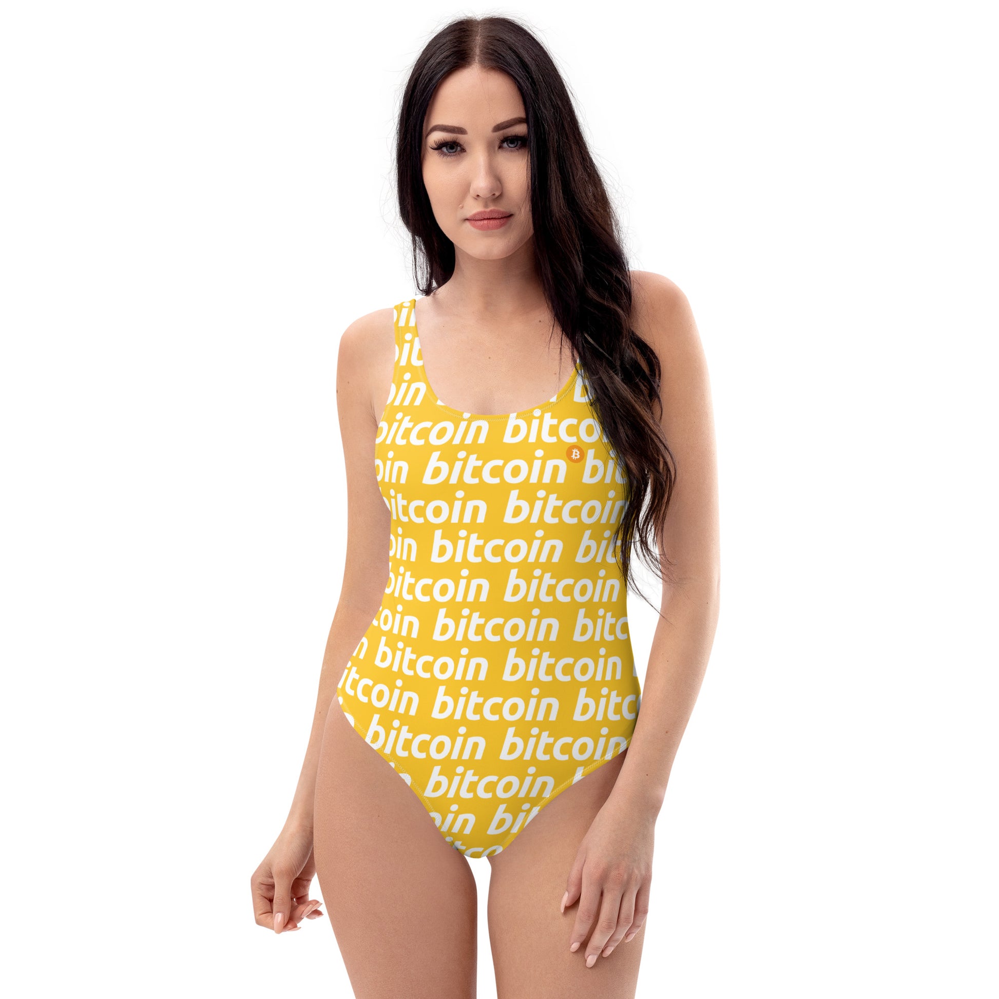 Bitcoin Honey White Swimsuit printful