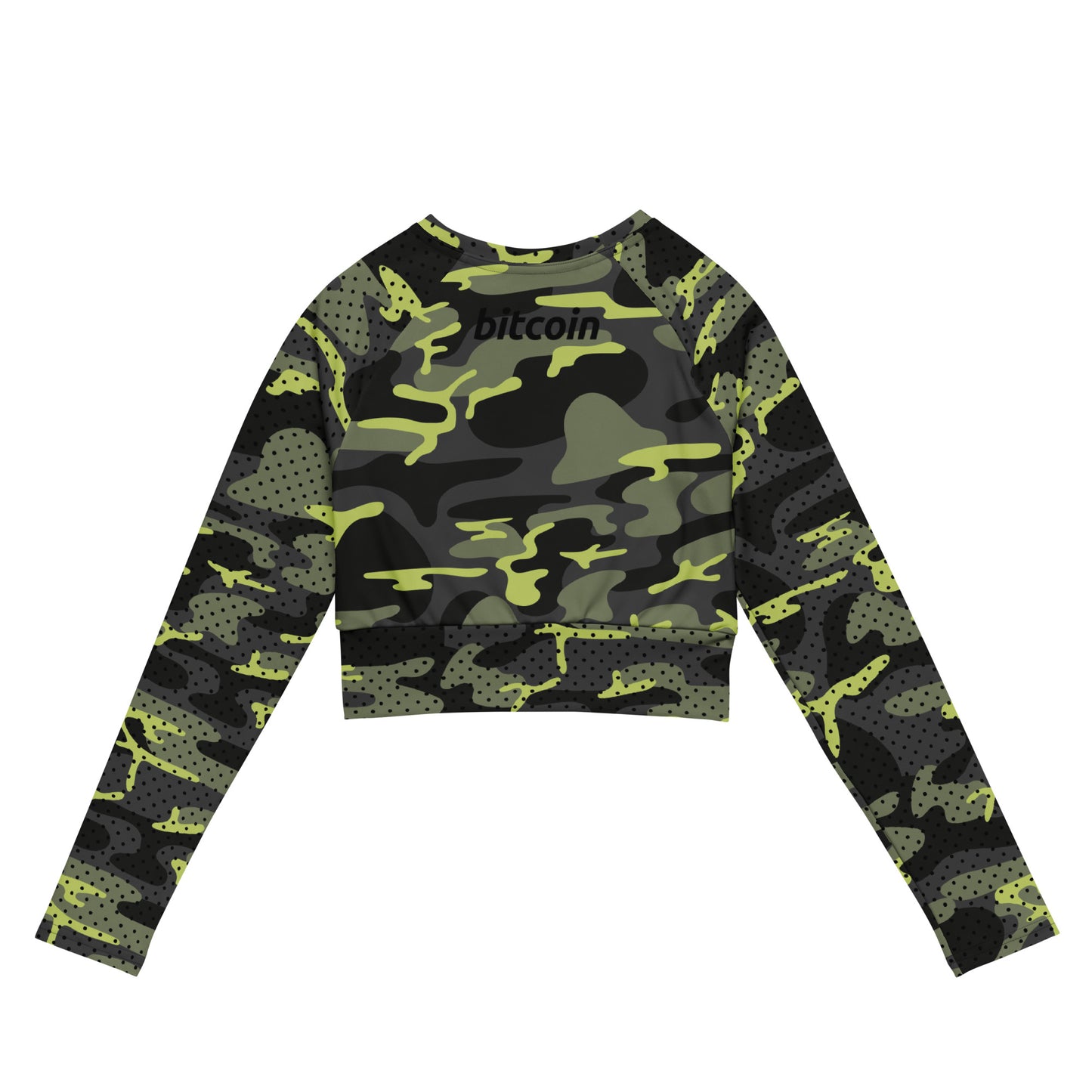 Bitcoin Camo Recycled Long-Sleeve Crop Top In N Out Crypto