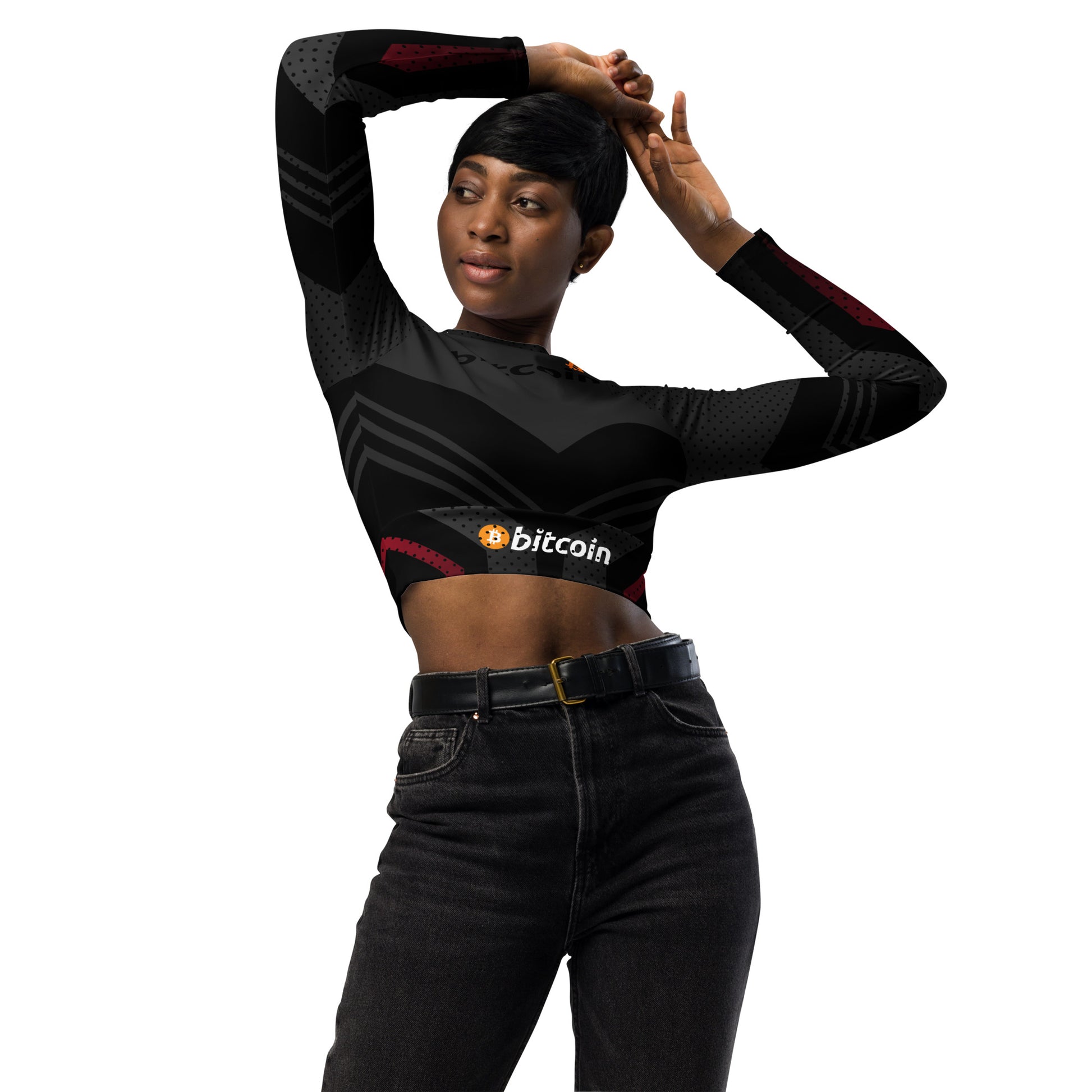 Bitcoin Rider Long-Sleeve Crop Top In N Out Crypto