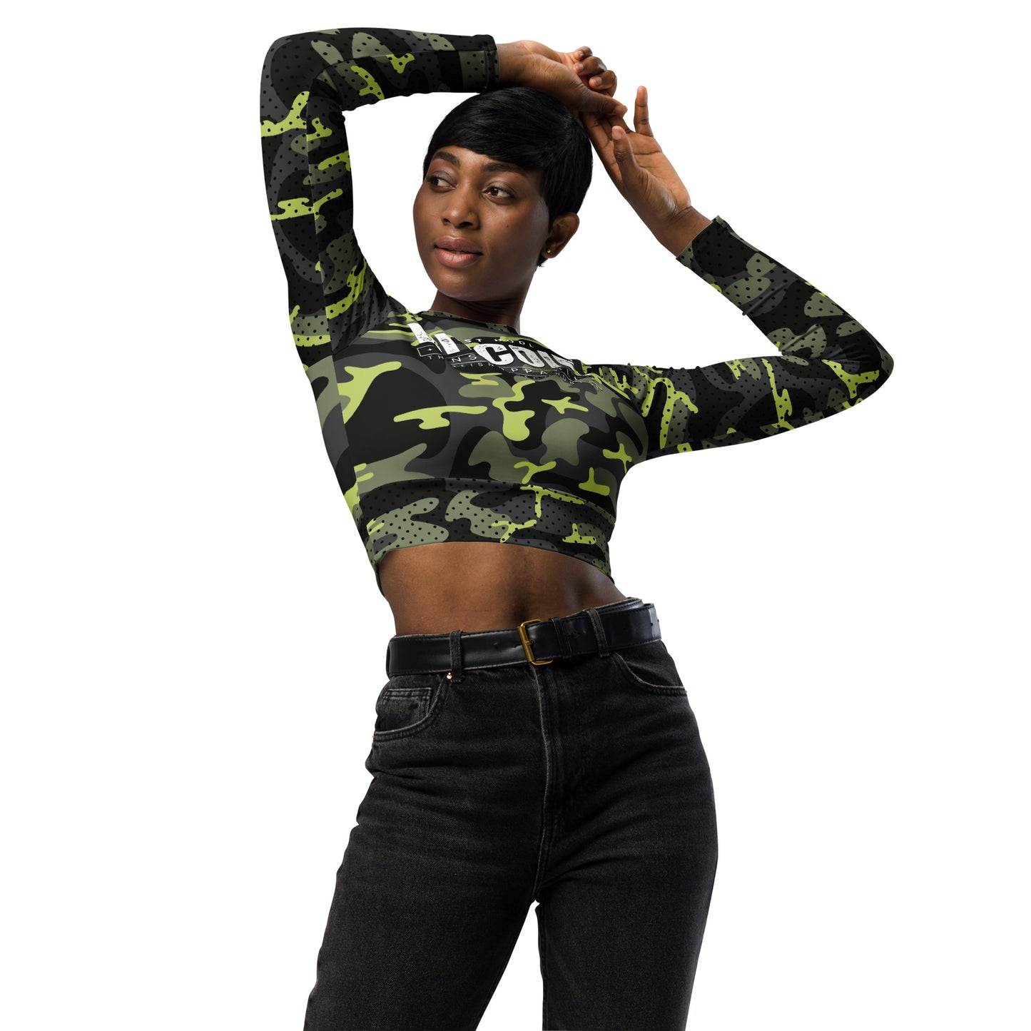 Bitcoin Camo Recycled Long-Sleeve Crop Top In N Out Crypto