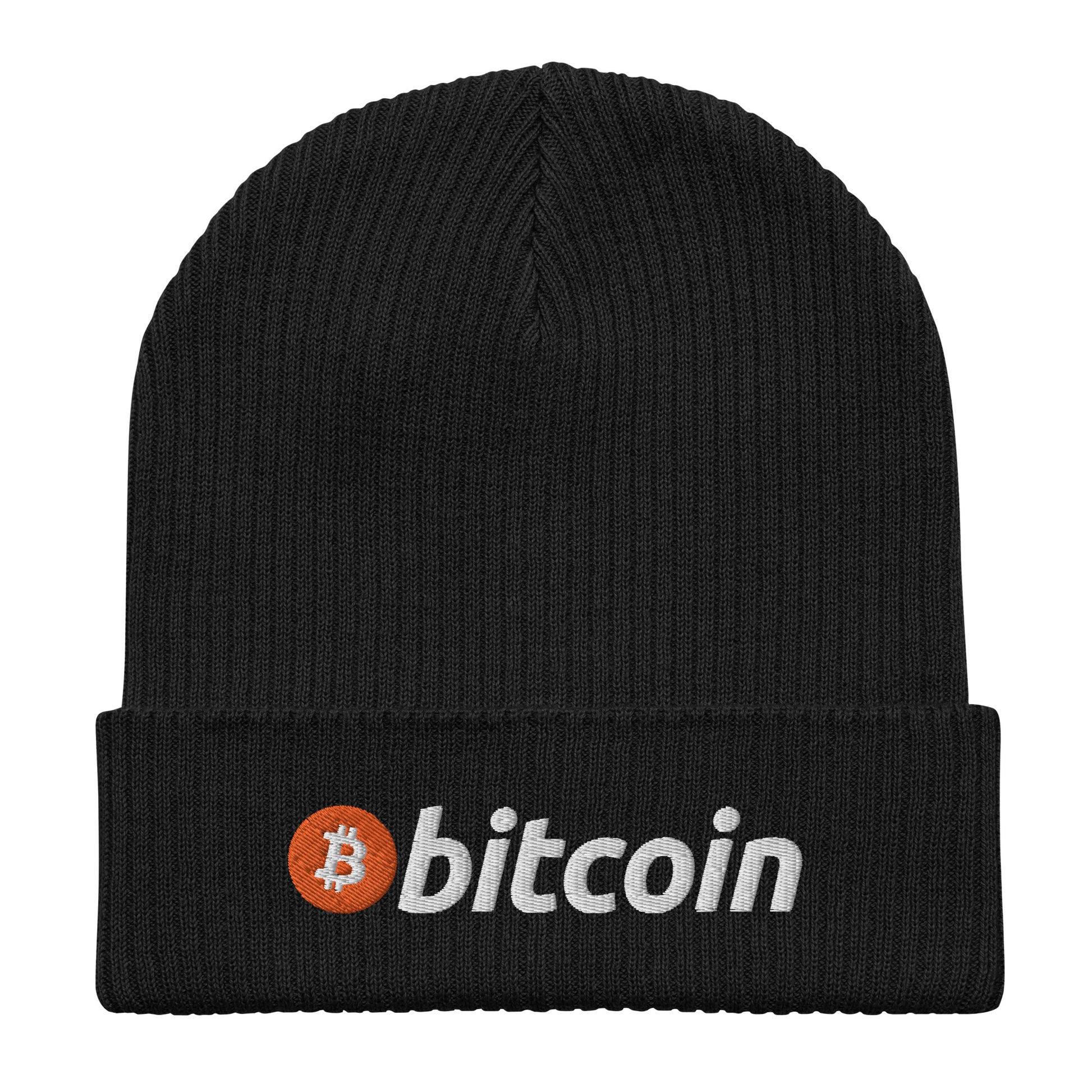 Bitcoin Embroidered Organic Ribbed Knit Beanie InNOutCrypto