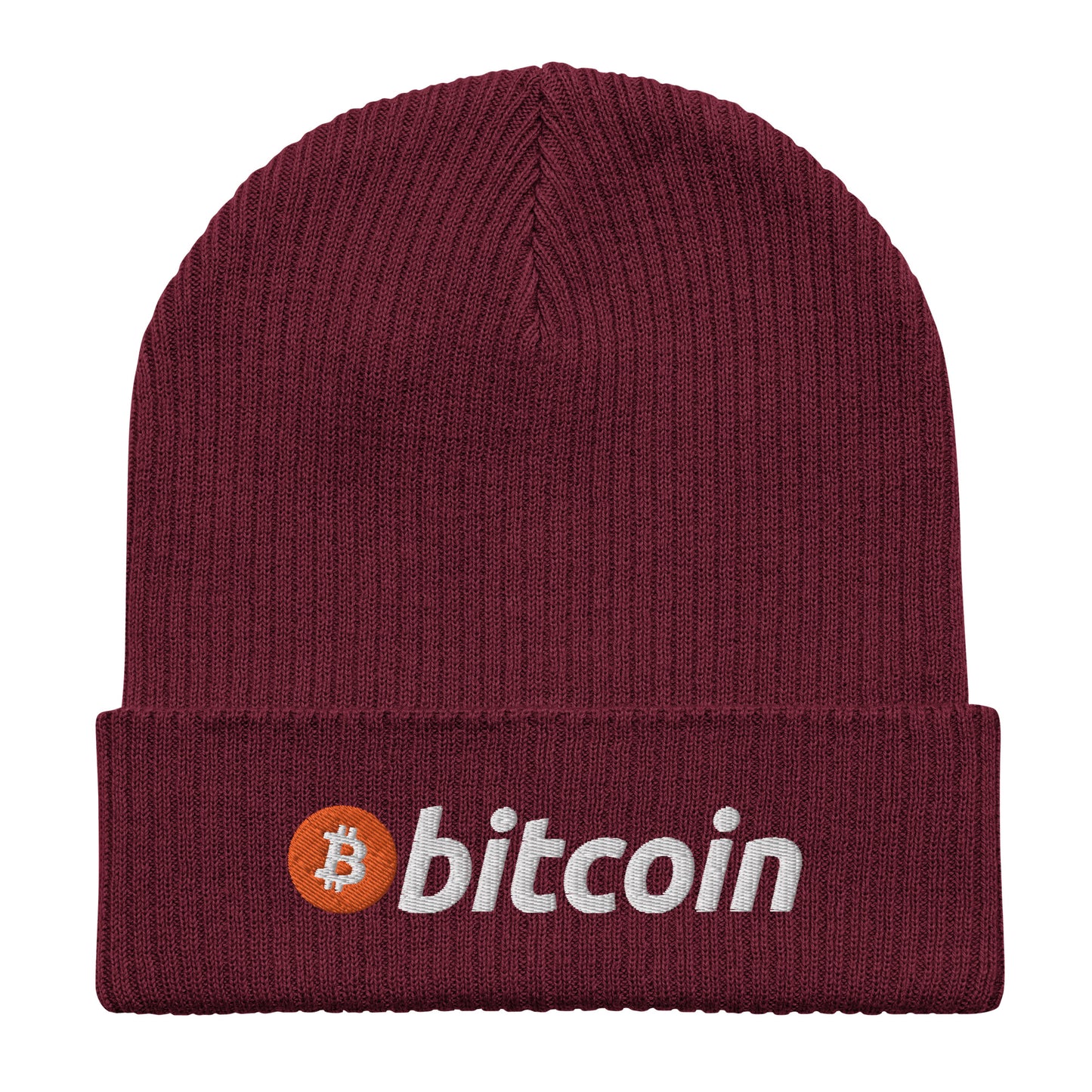 Bitcoin Embroidered Organic Ribbed Knit Beanie InNOutCrypto