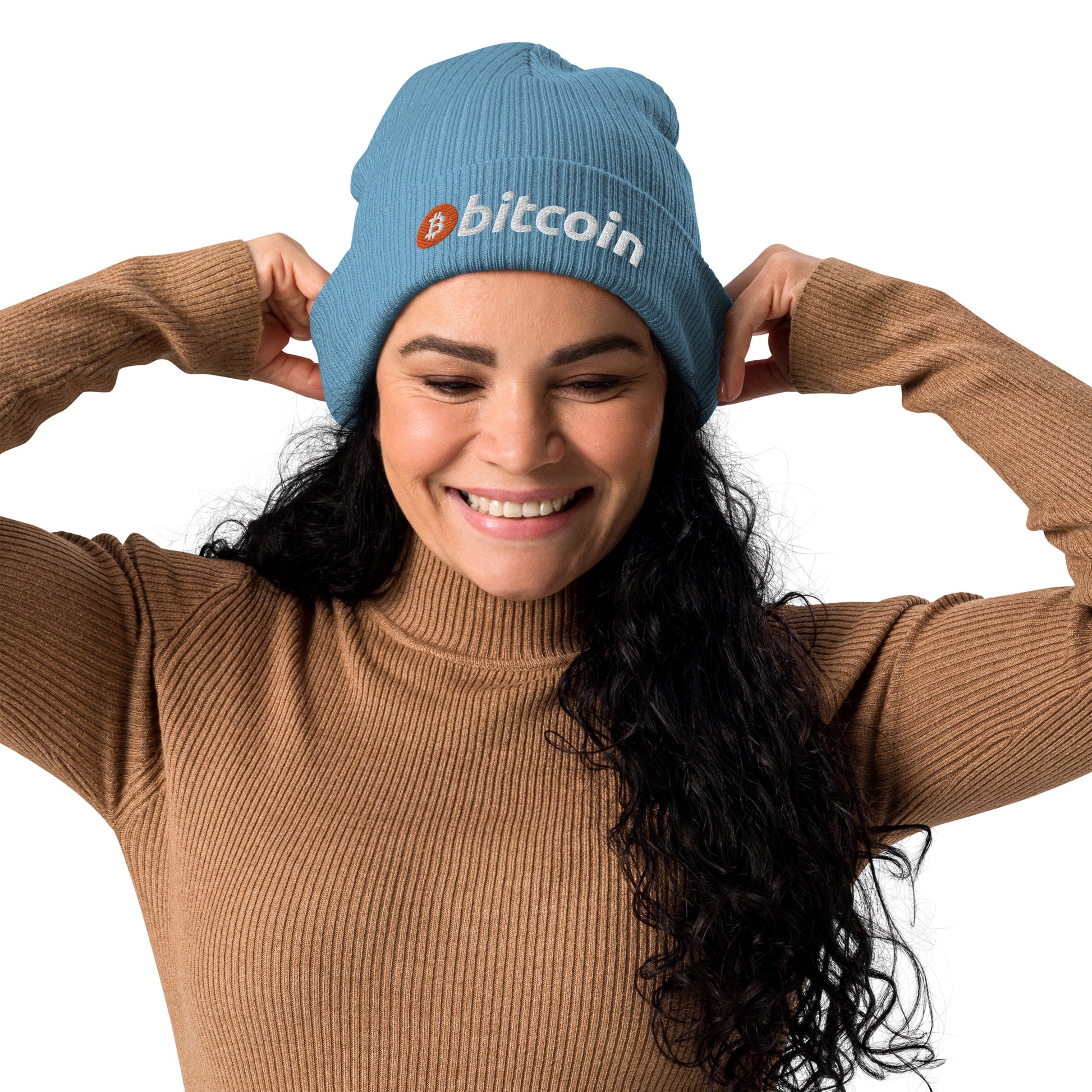 Bitcoin Embroidered Organic Ribbed Knit Beanie InNOutCrypto