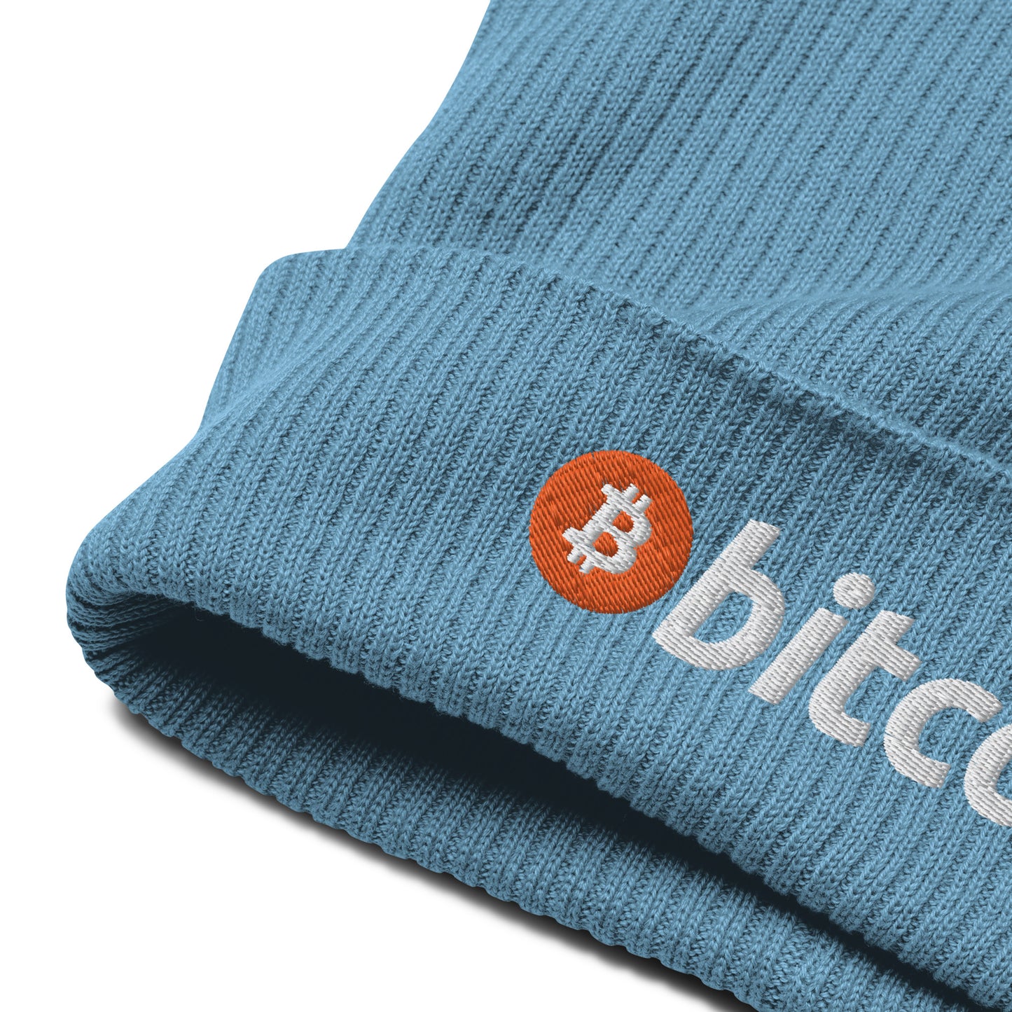 Bitcoin Embroidered Organic Ribbed Knit Beanie InNOutCrypto