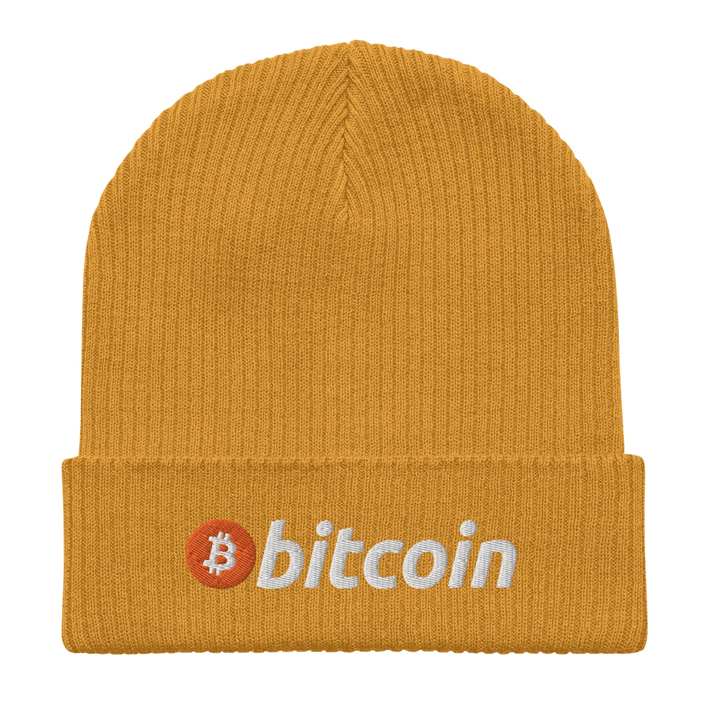 Bitcoin Embroidered Organic Ribbed Knit Beanie InNOutCrypto