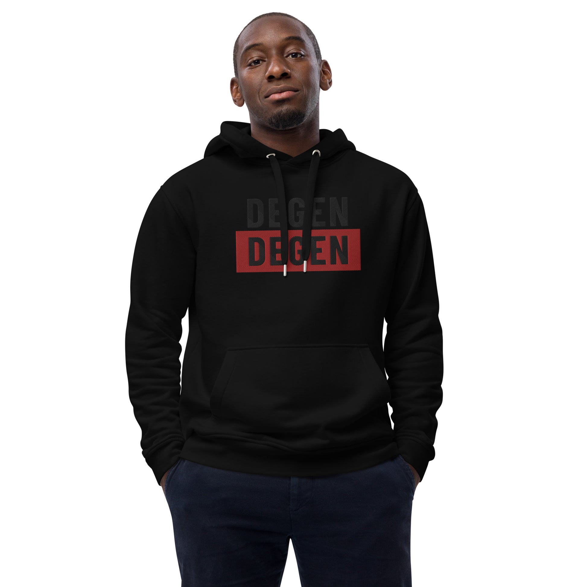 Degen Embroidered  Premium Eco Hoodie InNOutCrypto