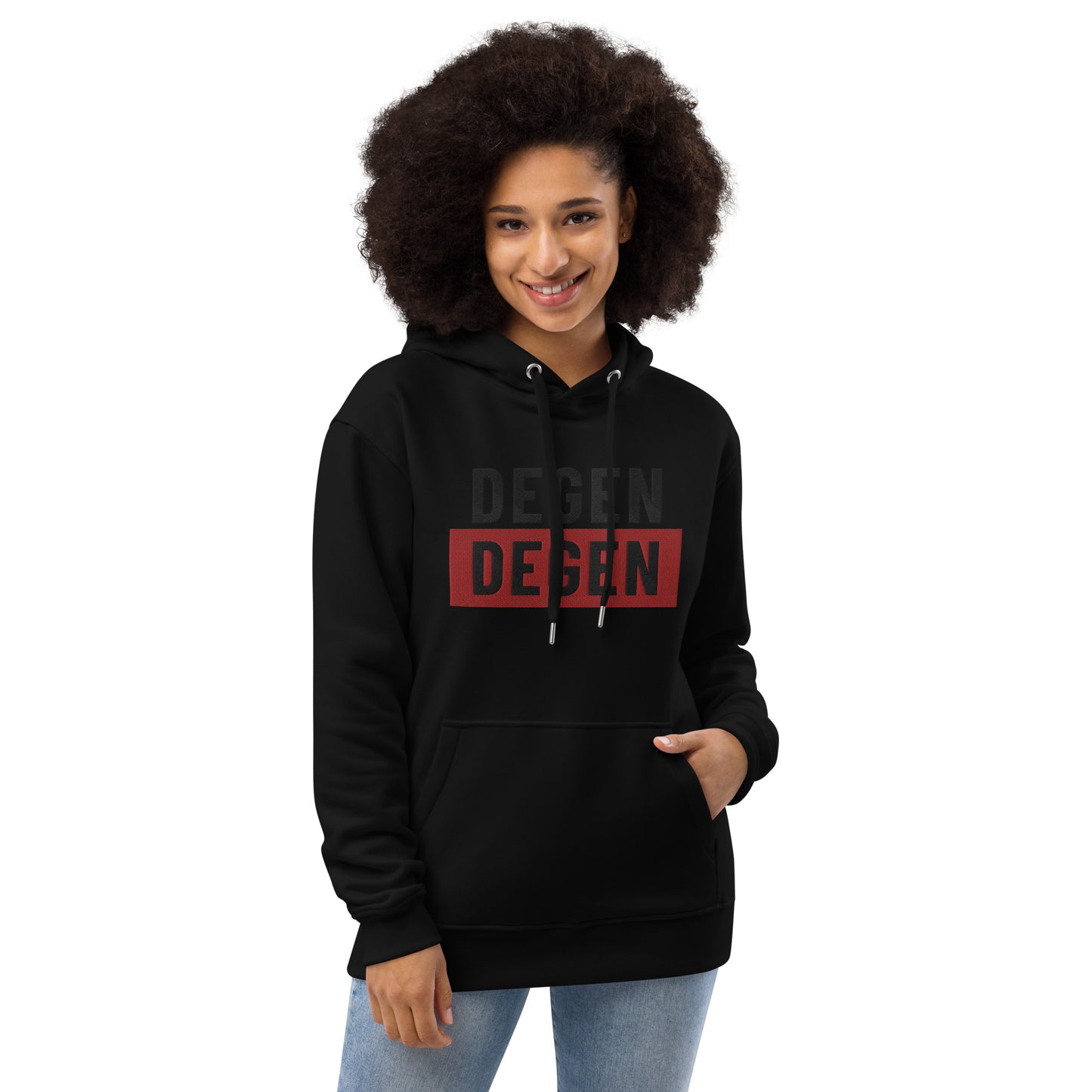 Degen Embroidered  Premium Eco Hoodie InNOutCrypto