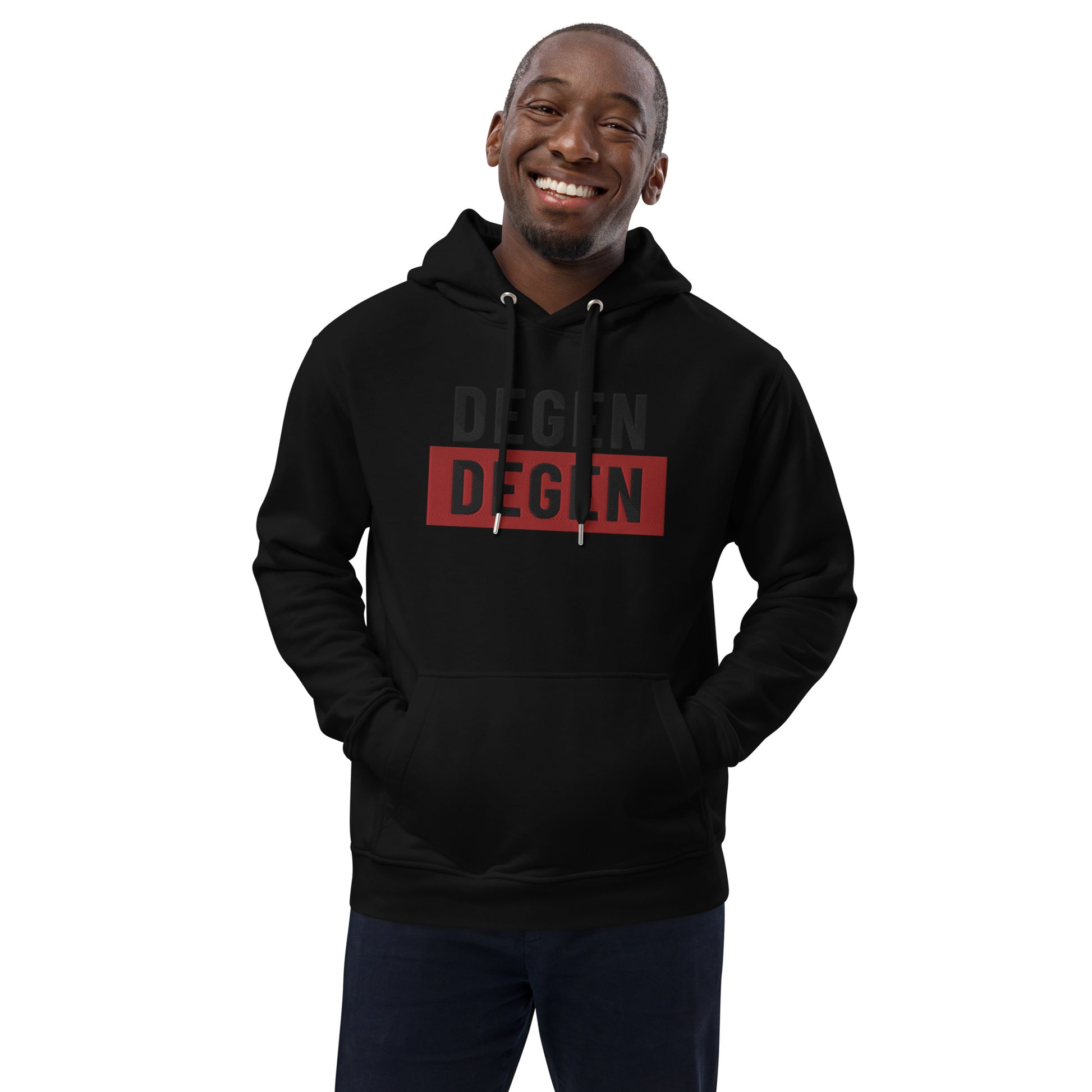 Degen Embroidered  Premium Eco Hoodie InNOutCrypto