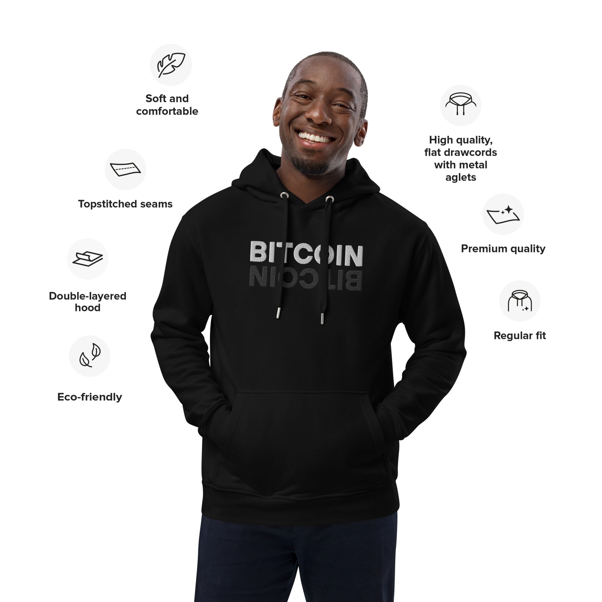 Bitcoin Mirror Embroidered Premium Eco Hoodie InNOutCrypto