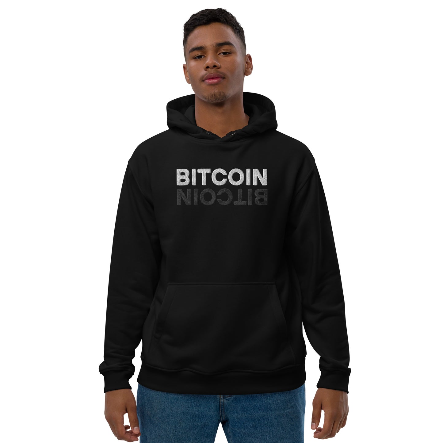 Bitcoin Mirror Embroidered Premium Eco Hoodie InNOutCrypto