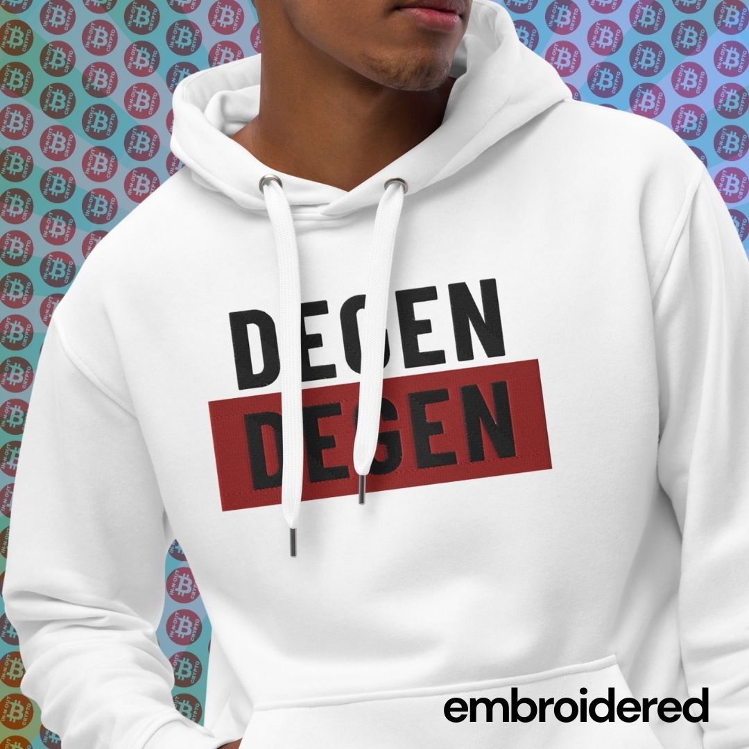 Degen Embroidered  Premium Eco Hoodie InNOutCrypto