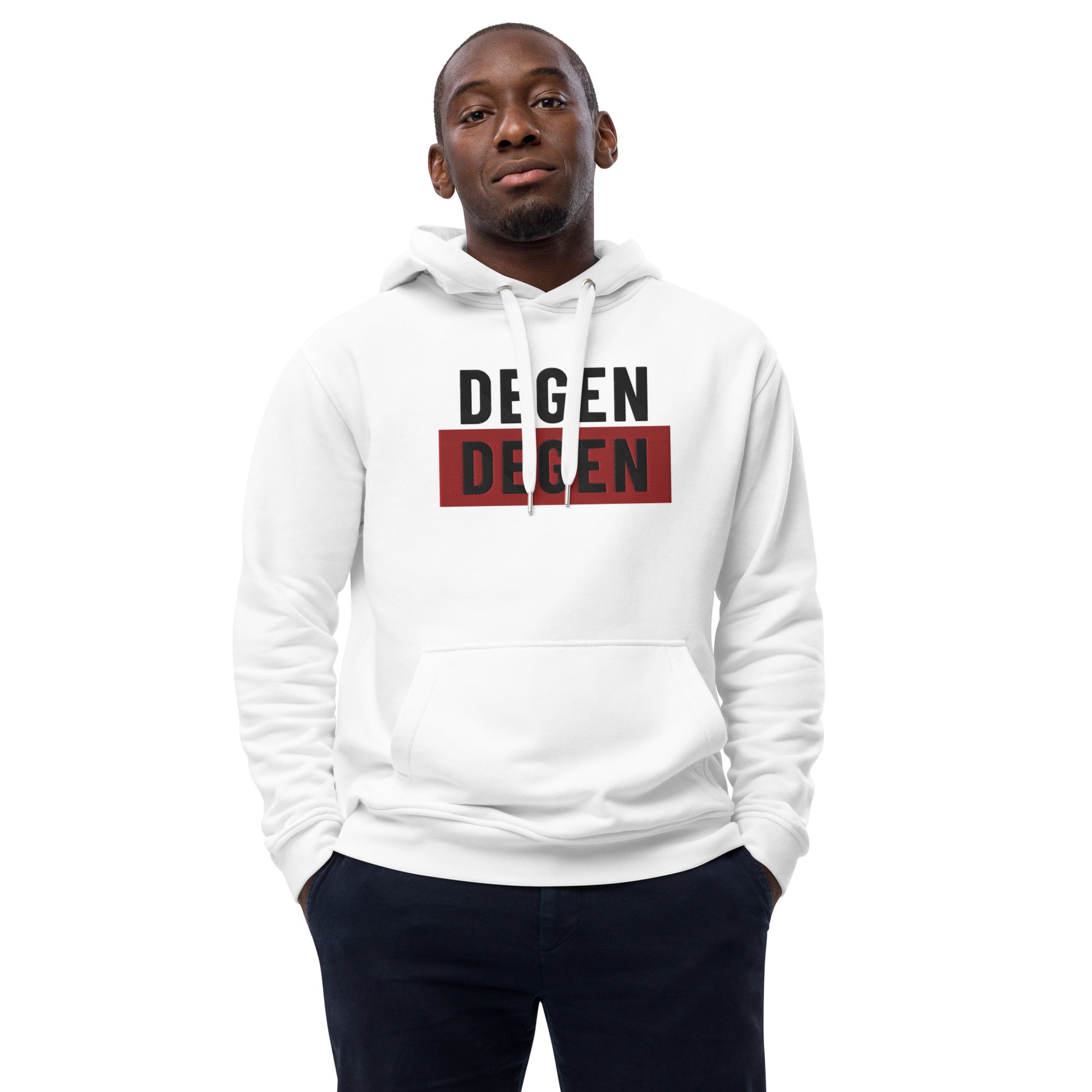 Degen Embroidered  Premium Eco Hoodie InNOutCrypto