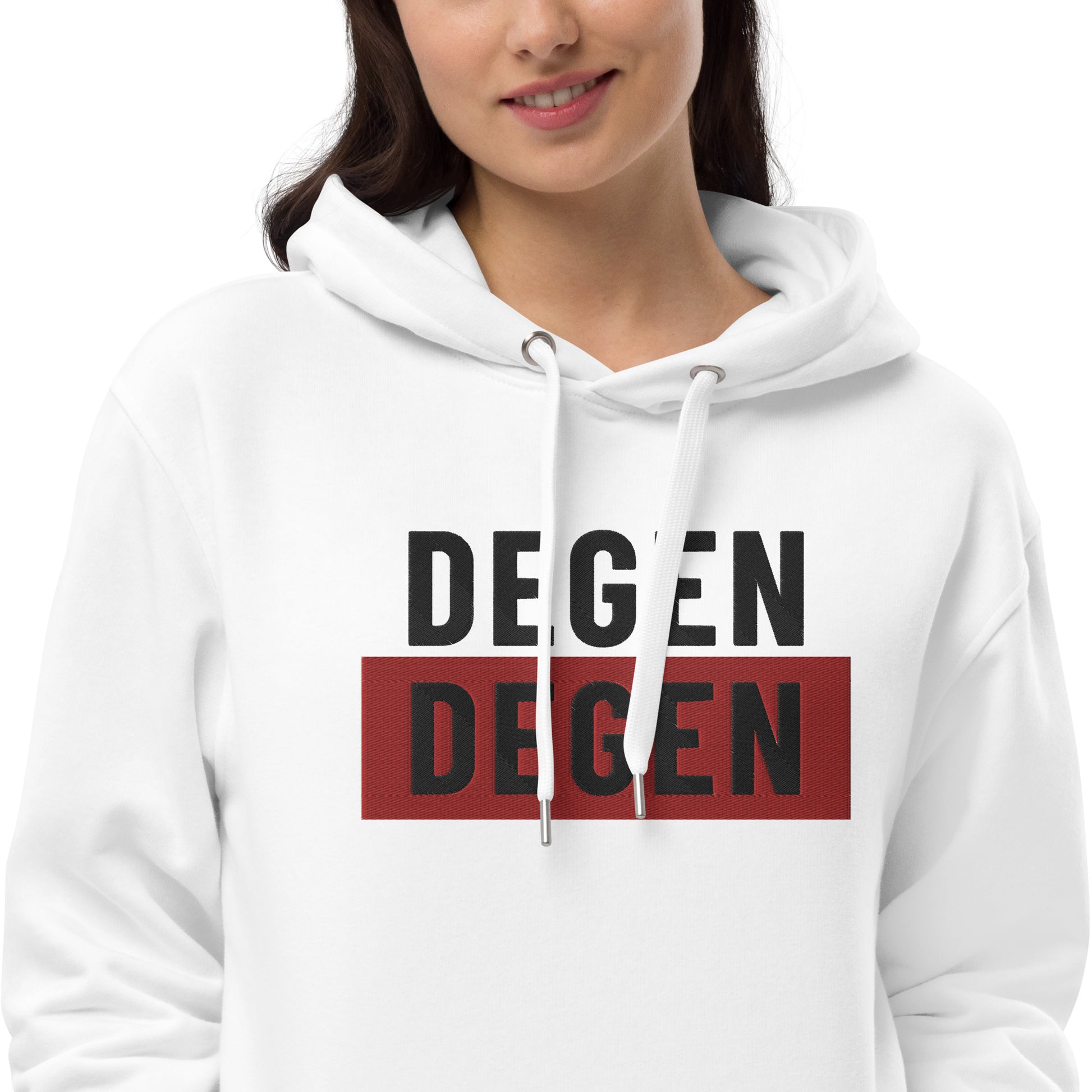 Degen Embroidered  Premium Eco Hoodie InNOutCrypto