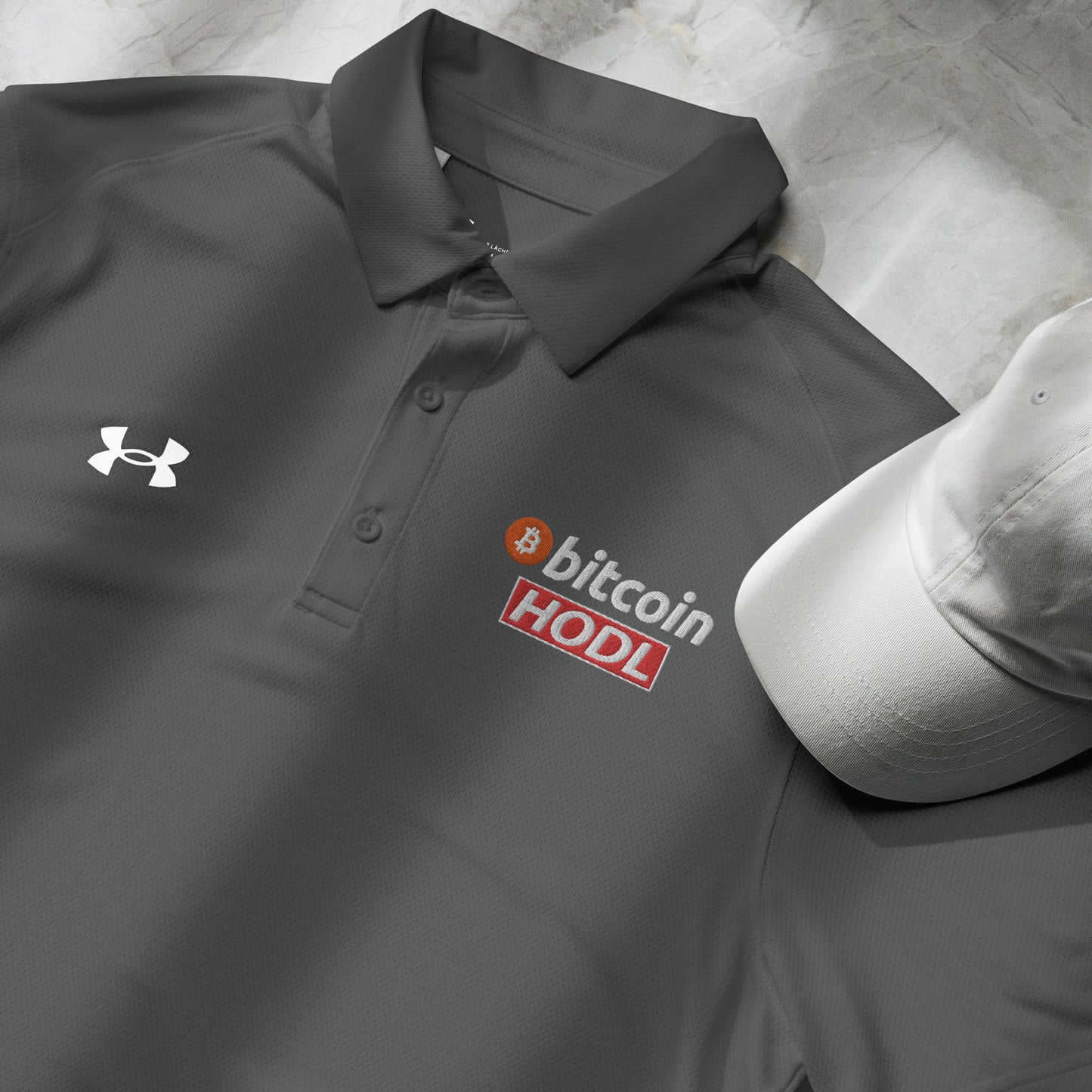 Bitcoin Hodl Embroidered Under Armour® Men's Polo InNOutCrypto