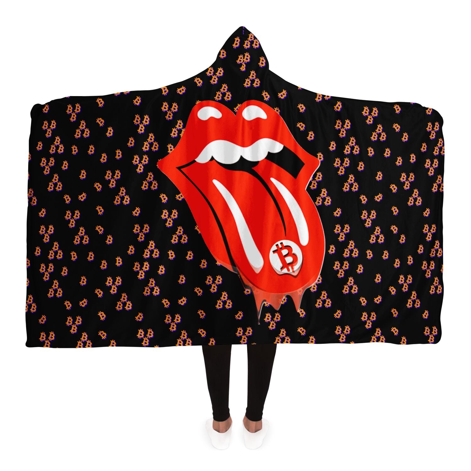 Bitcoin Lips Hooded Blanket In N Out Crypto