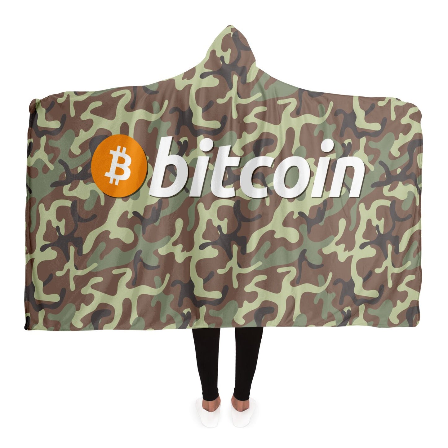 Bitcoin Camo Army Hooded Blanket In N Out Crypto