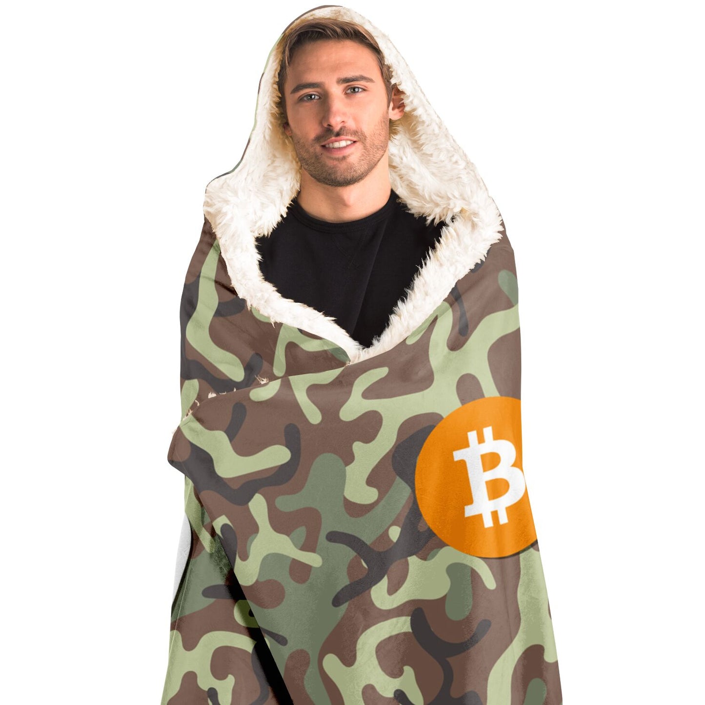 Bitcoin Camo Army Hooded Blanket