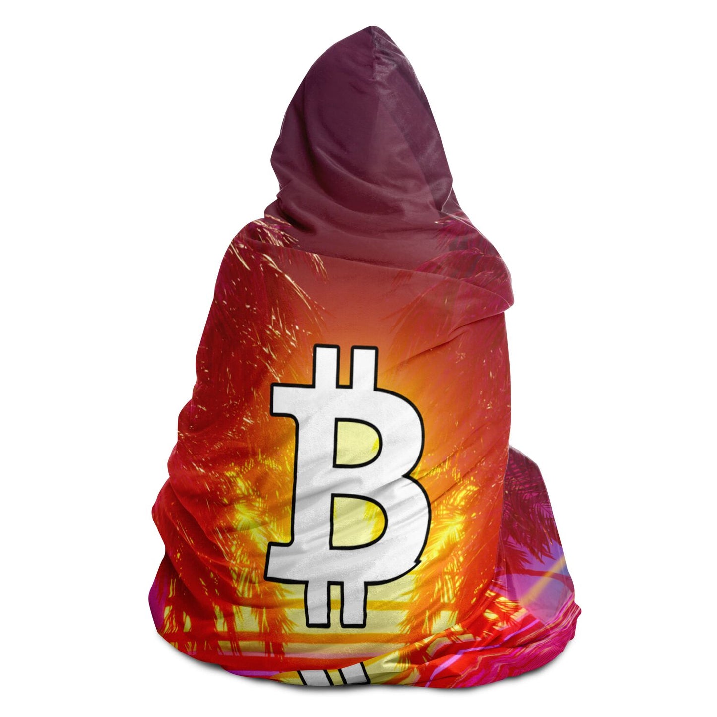 Bitcoin Sunset Palms Hooded Blanket In N Out Crypto