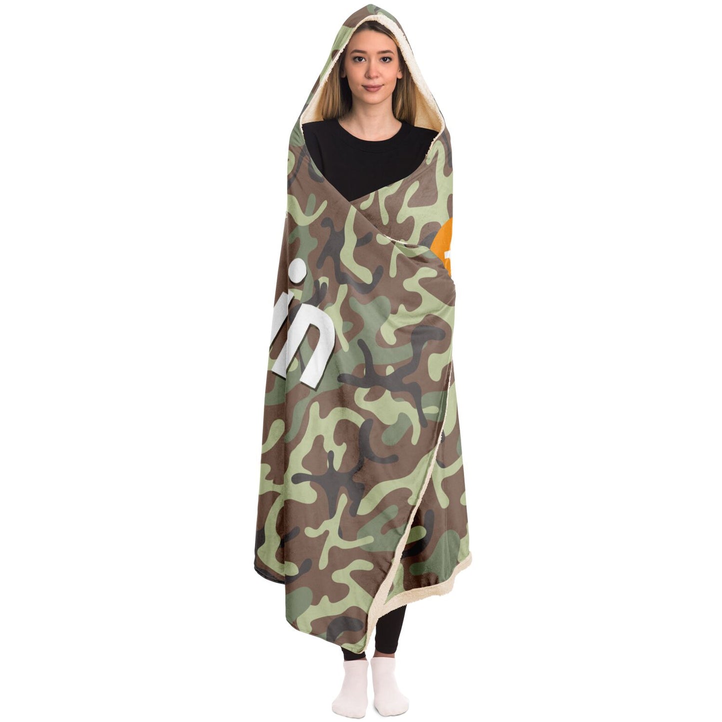 Bitcoin Camo Army Hooded Blanket In N Out Crypto