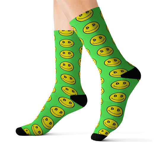 Bitcoin Smile Green Socks Printify