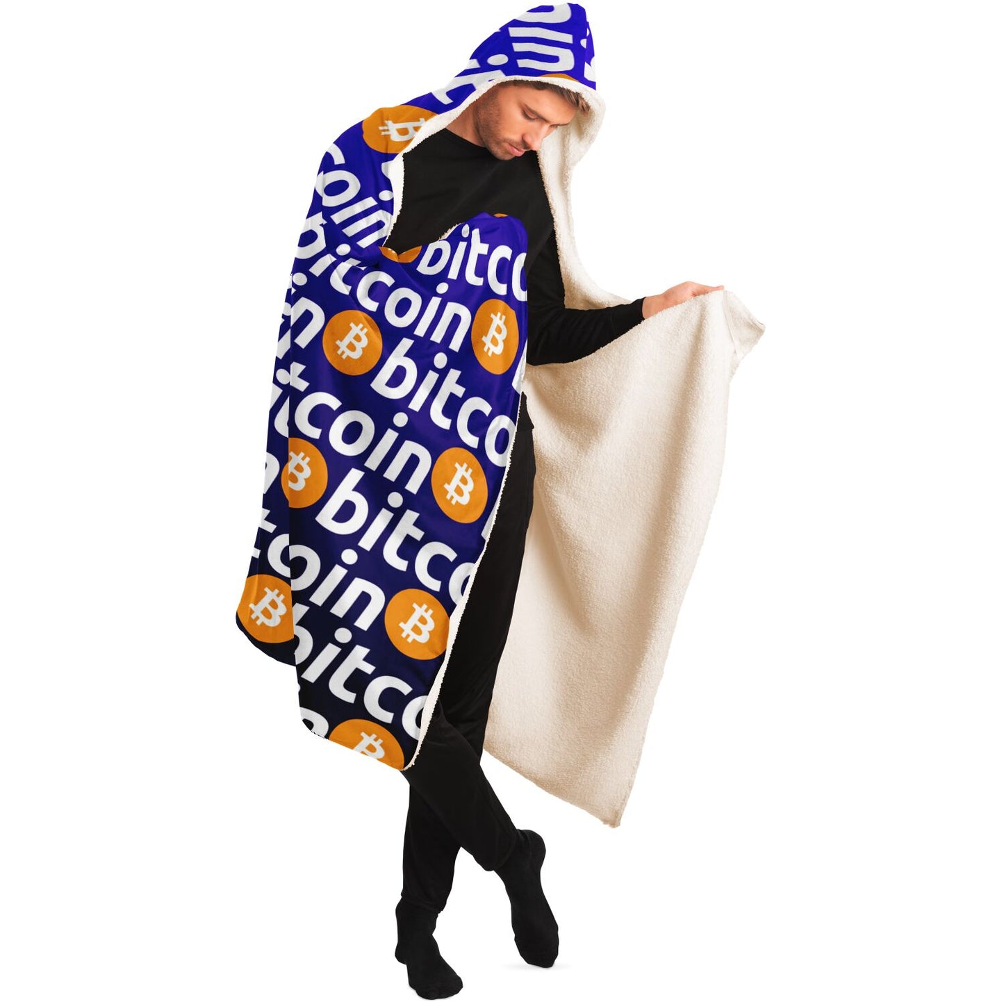Bitcoin Logo Hooded Blanket
