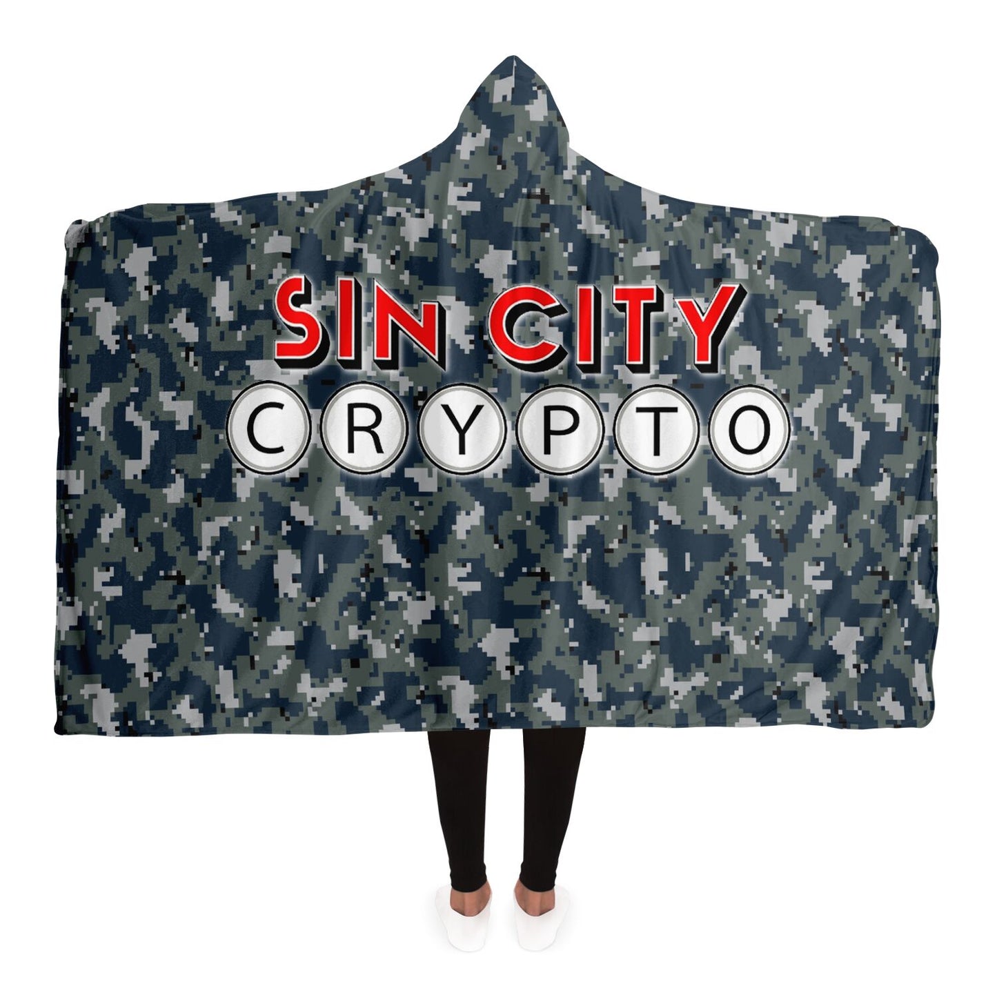 Sin City Crypto Navy Hooded Blanket