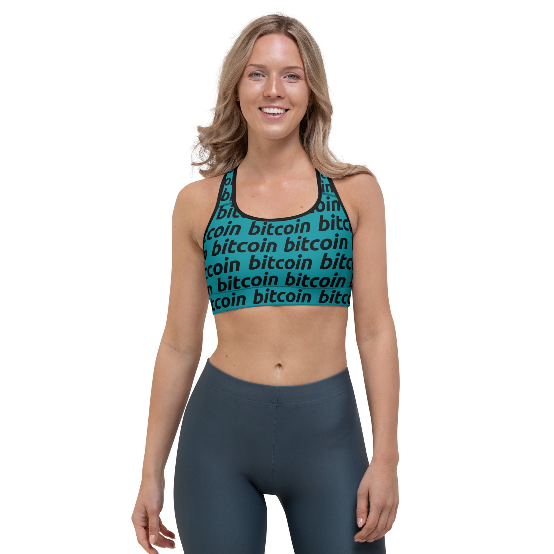 Bitcoin Blu Sports Bra printful